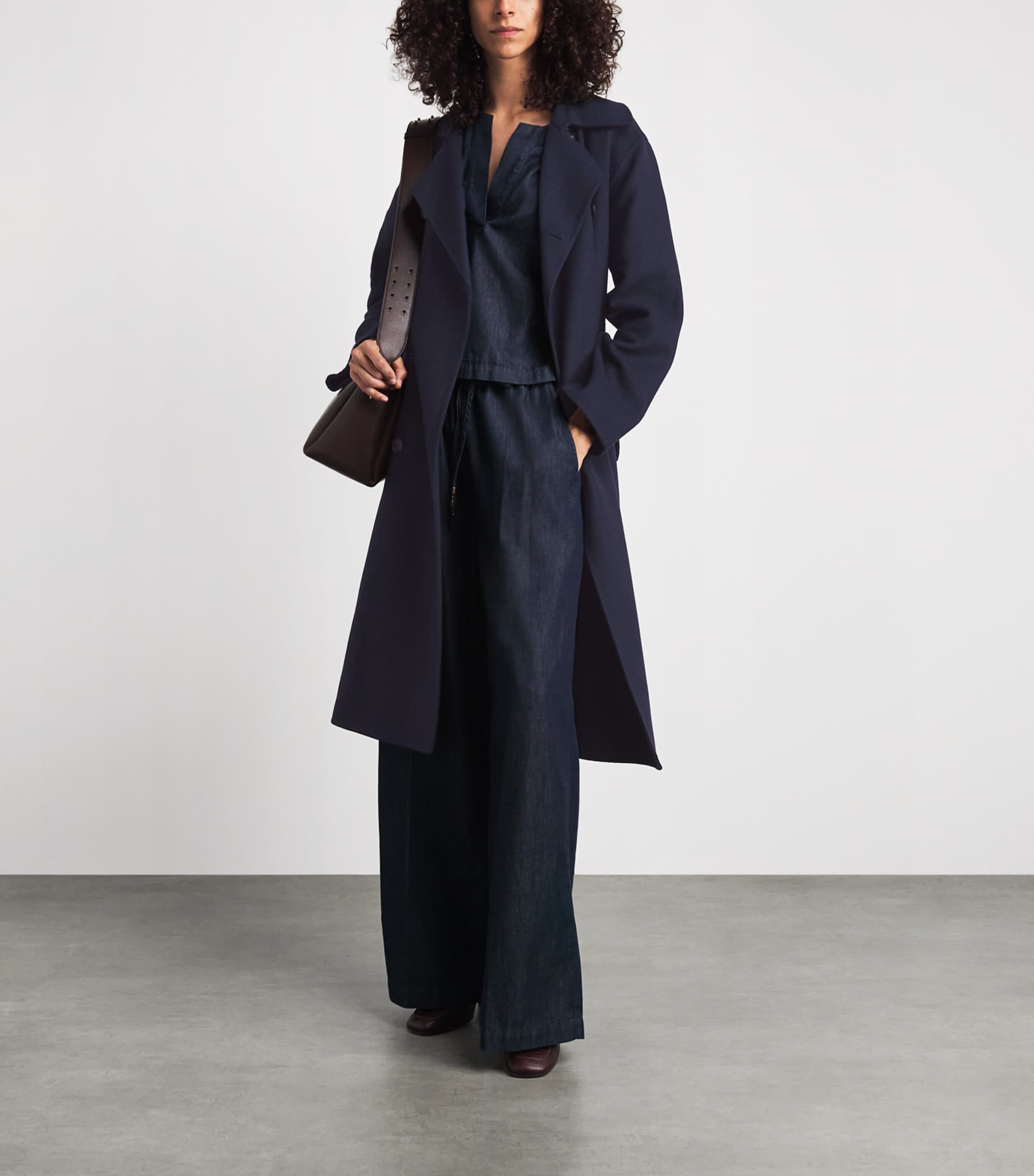 Polo Ralph Lauren Womens Cashmere Trench Coat Ink Image 2