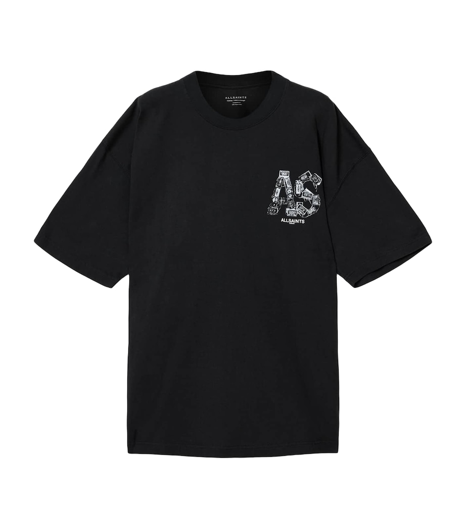 AllSaints Mens Organic Cotton Mixtape T-Shirt Jet Black Image 1