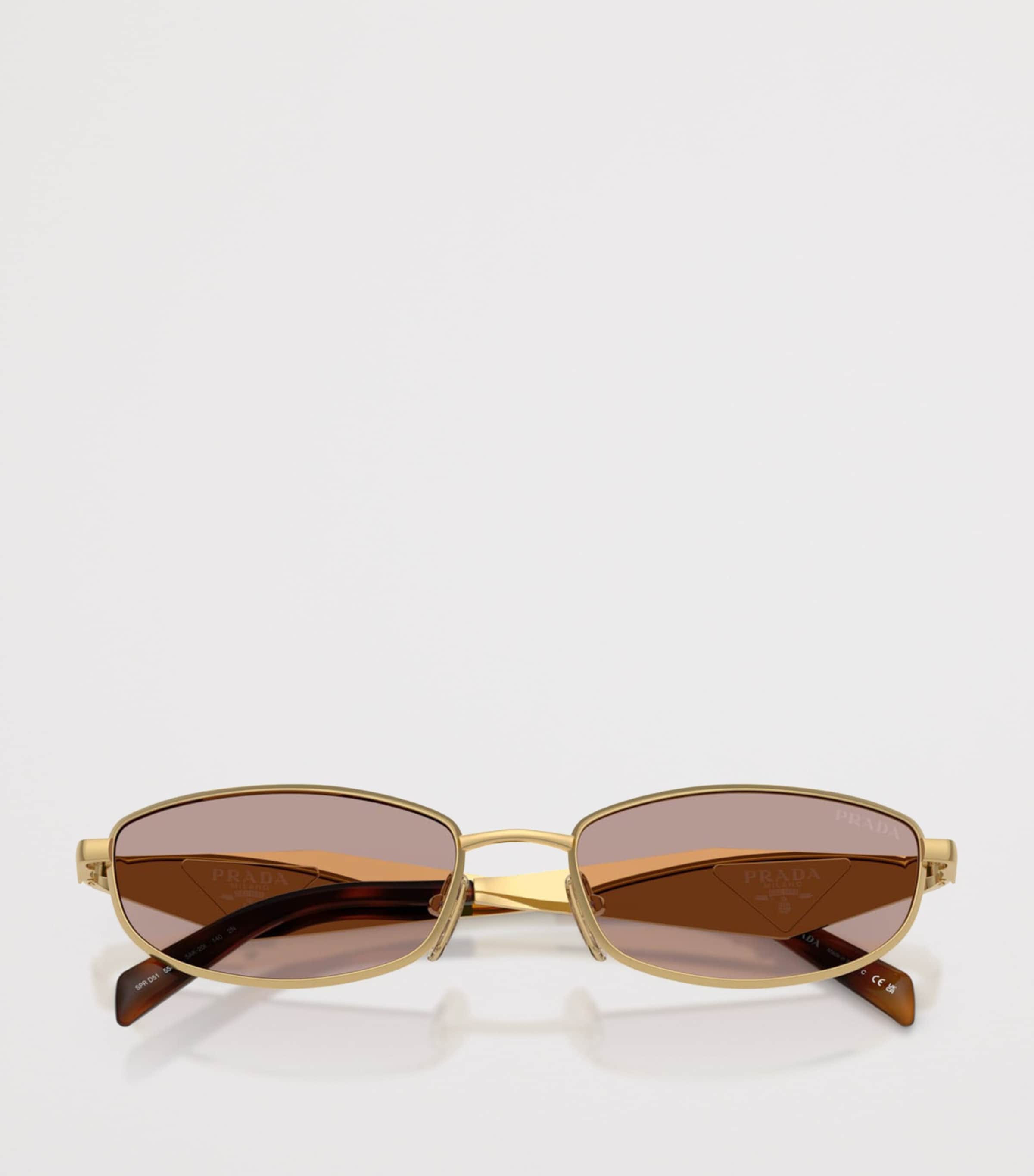 Prada Metal Oval Sunglasses Gold Image 5