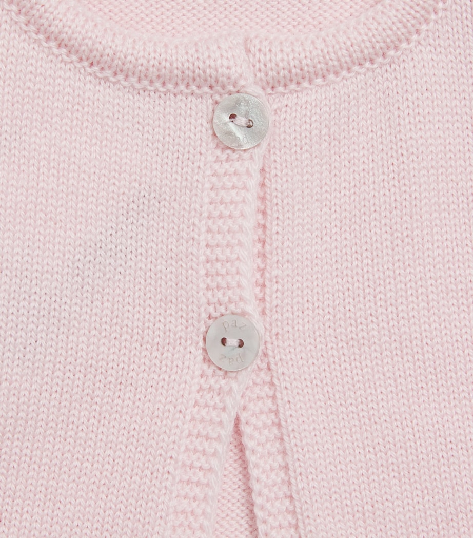 Paz Rodriguez Cotton Knitted Cardigan (1-24 Months) Light Pink Image 3