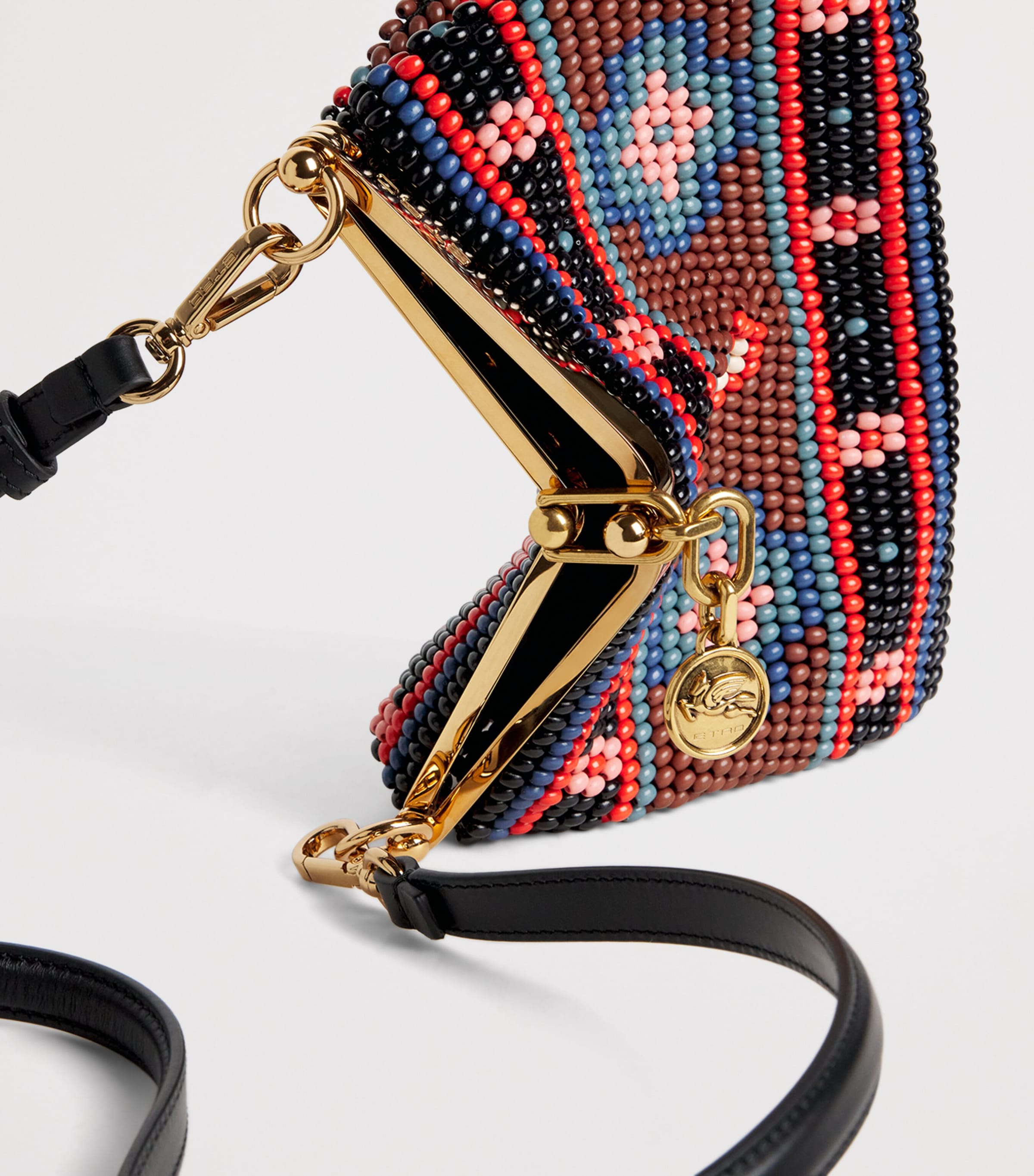 Etro Small Beaded Vela Shoulder Bag Black Image 6