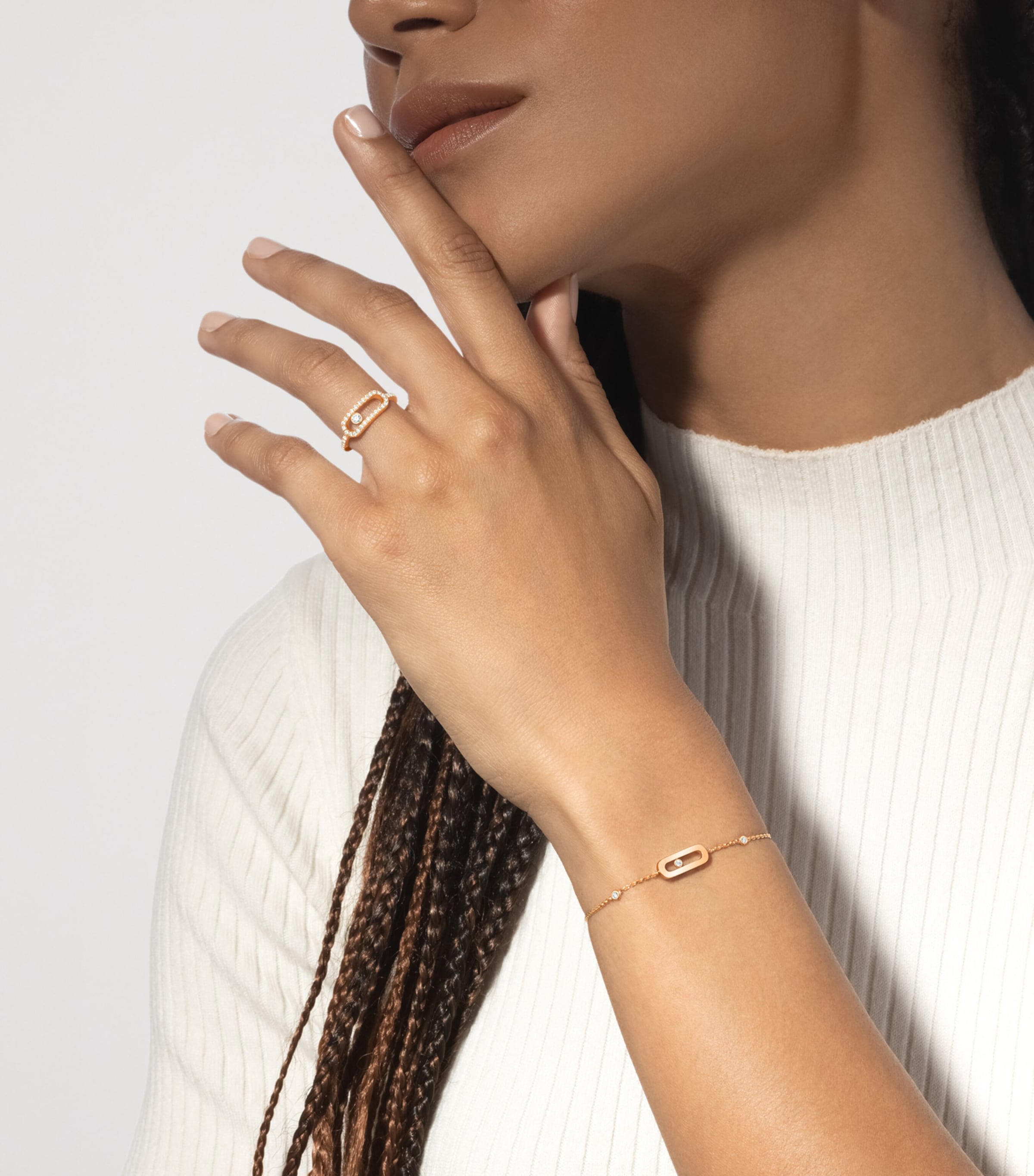 Messika Move Uno Large Yellow Gold and Diamond Ring Yellow Gold Image 2
