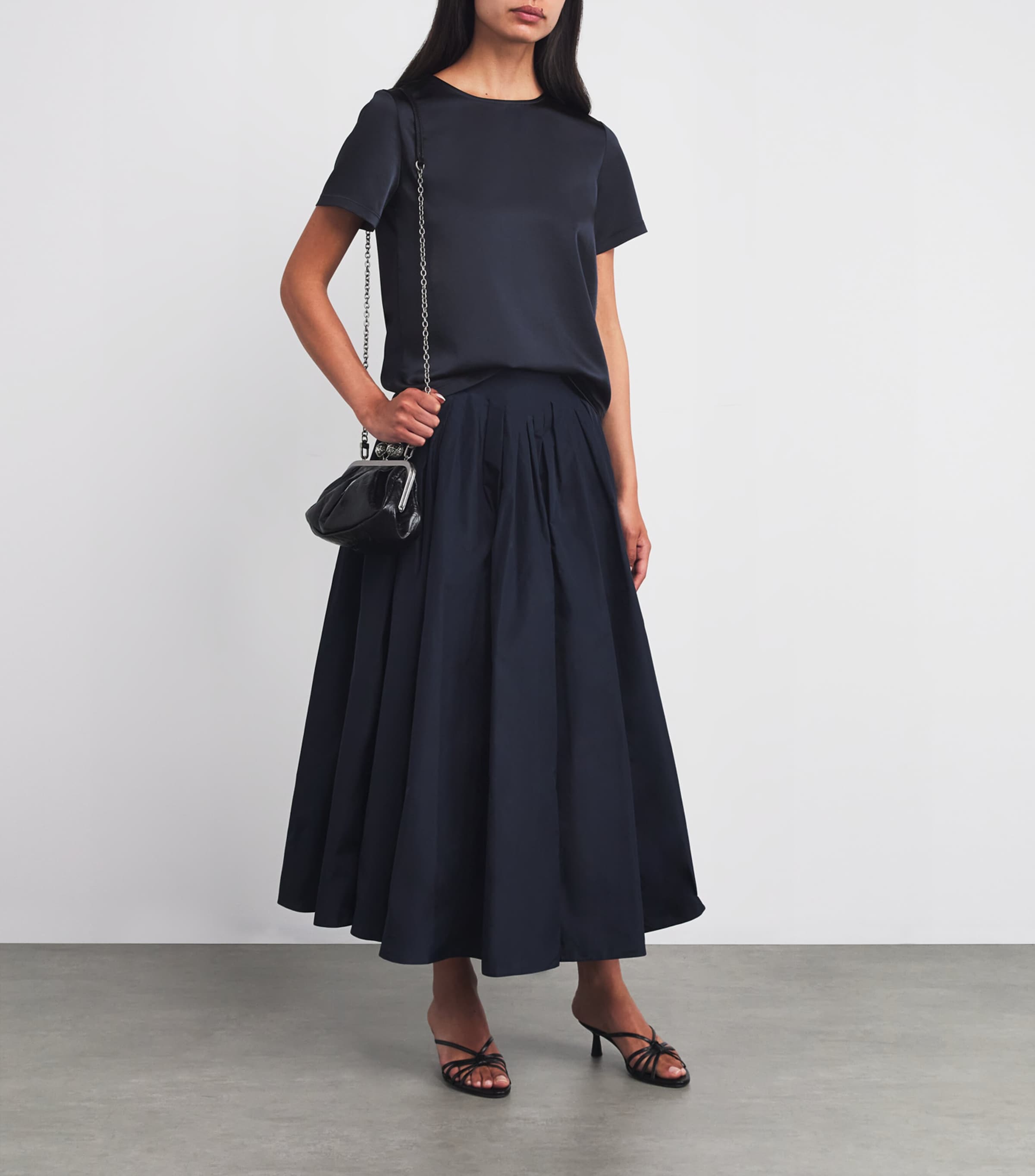 Satin-Front T-Shirt NAVY Image 2