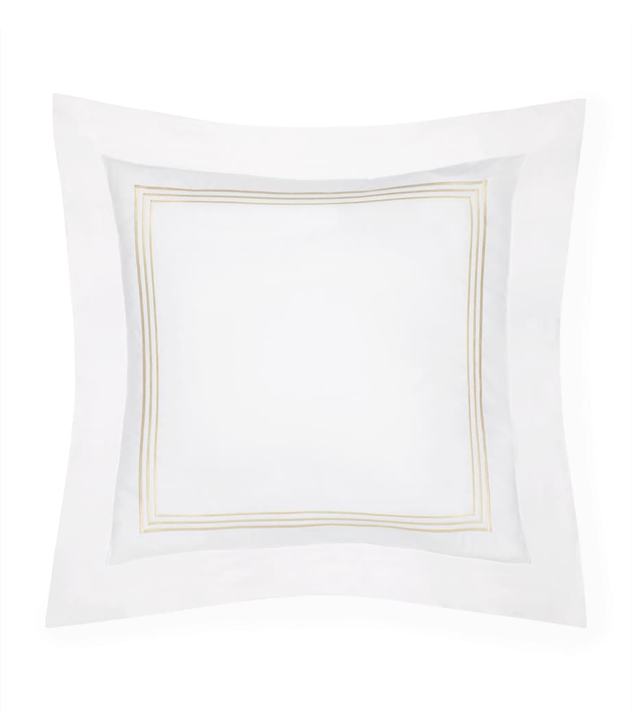 Cotton Tre Righ Square Pillowcase (65cm x 65cm) WHITE/BEIGE Image 1