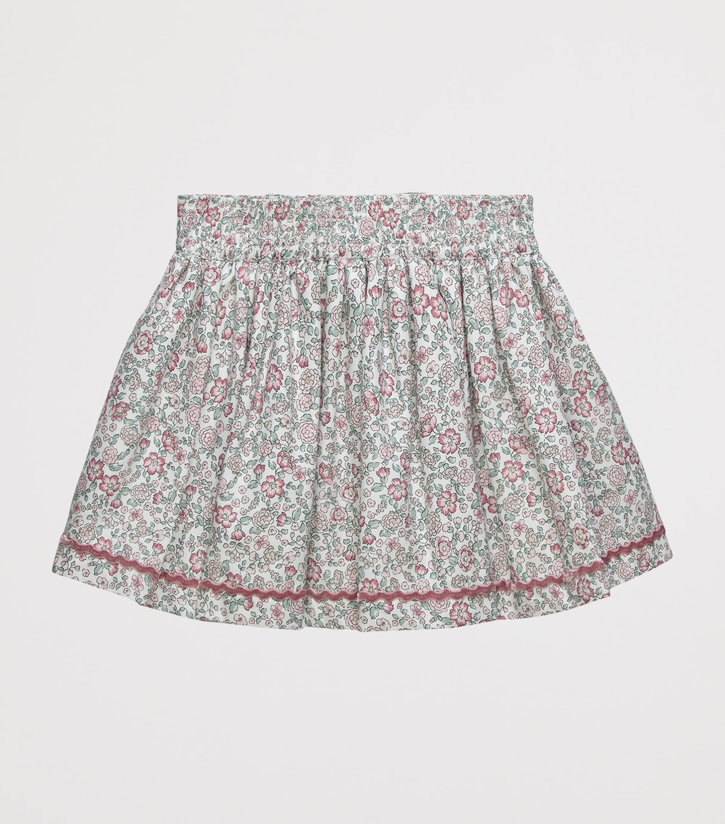 Trotters Cotton Floral Arabella Skirt (6-11 Years) Pink Image 2