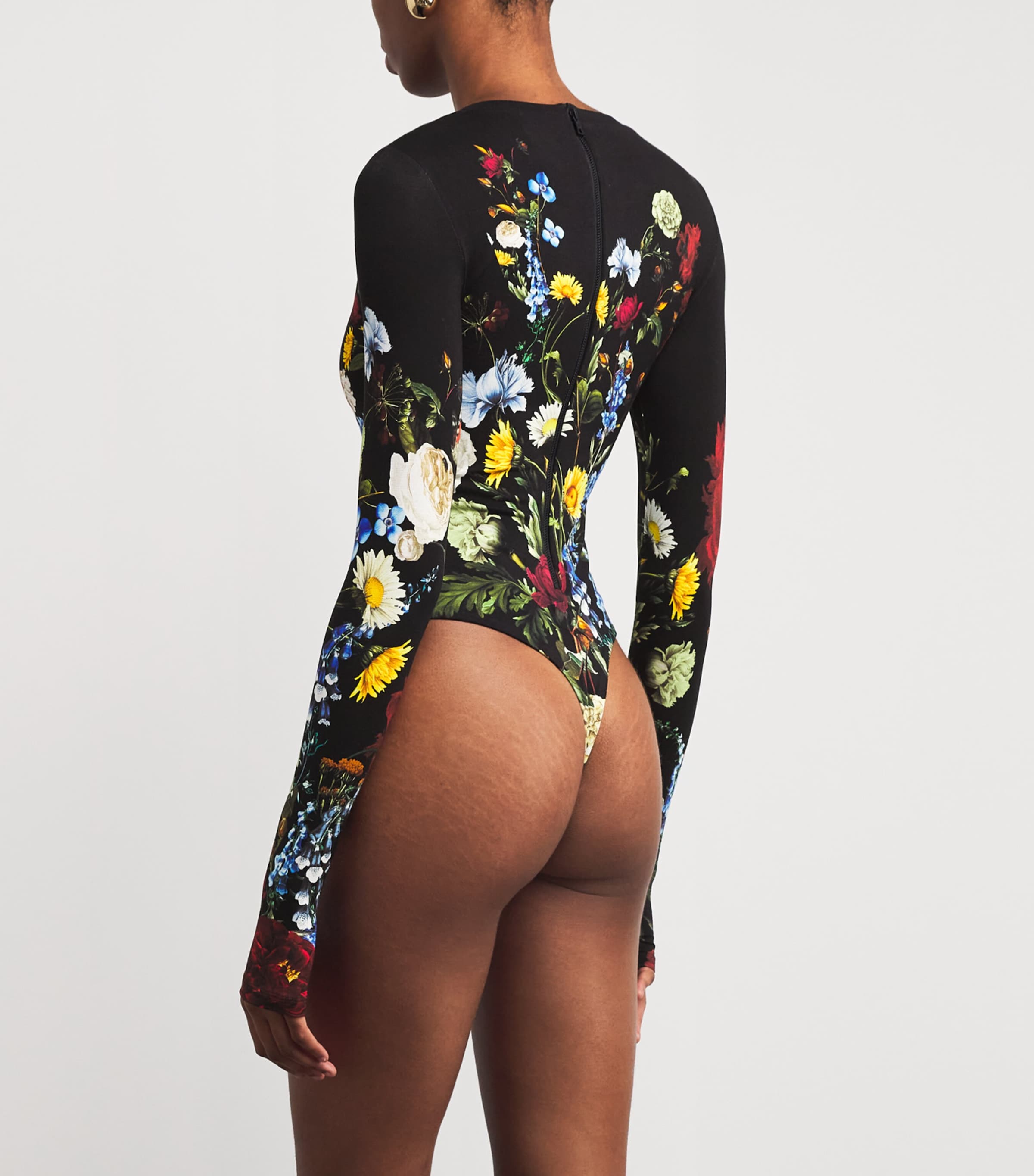 Alice+Olivia Black Floral Olea Bodysuit | Harrods UK