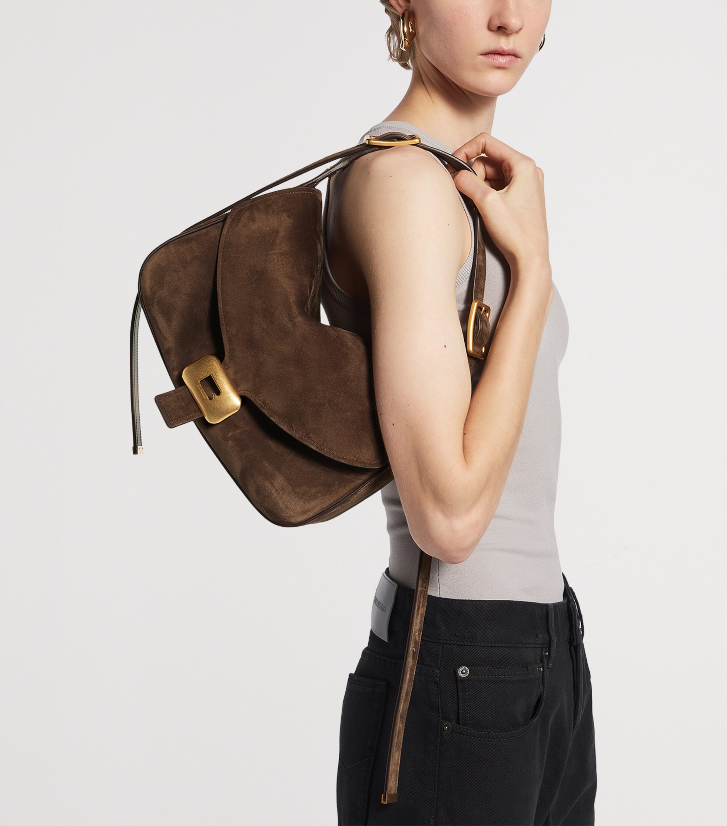 Balenciaga Womens Suede Clicca Shoulder Bag Image 4