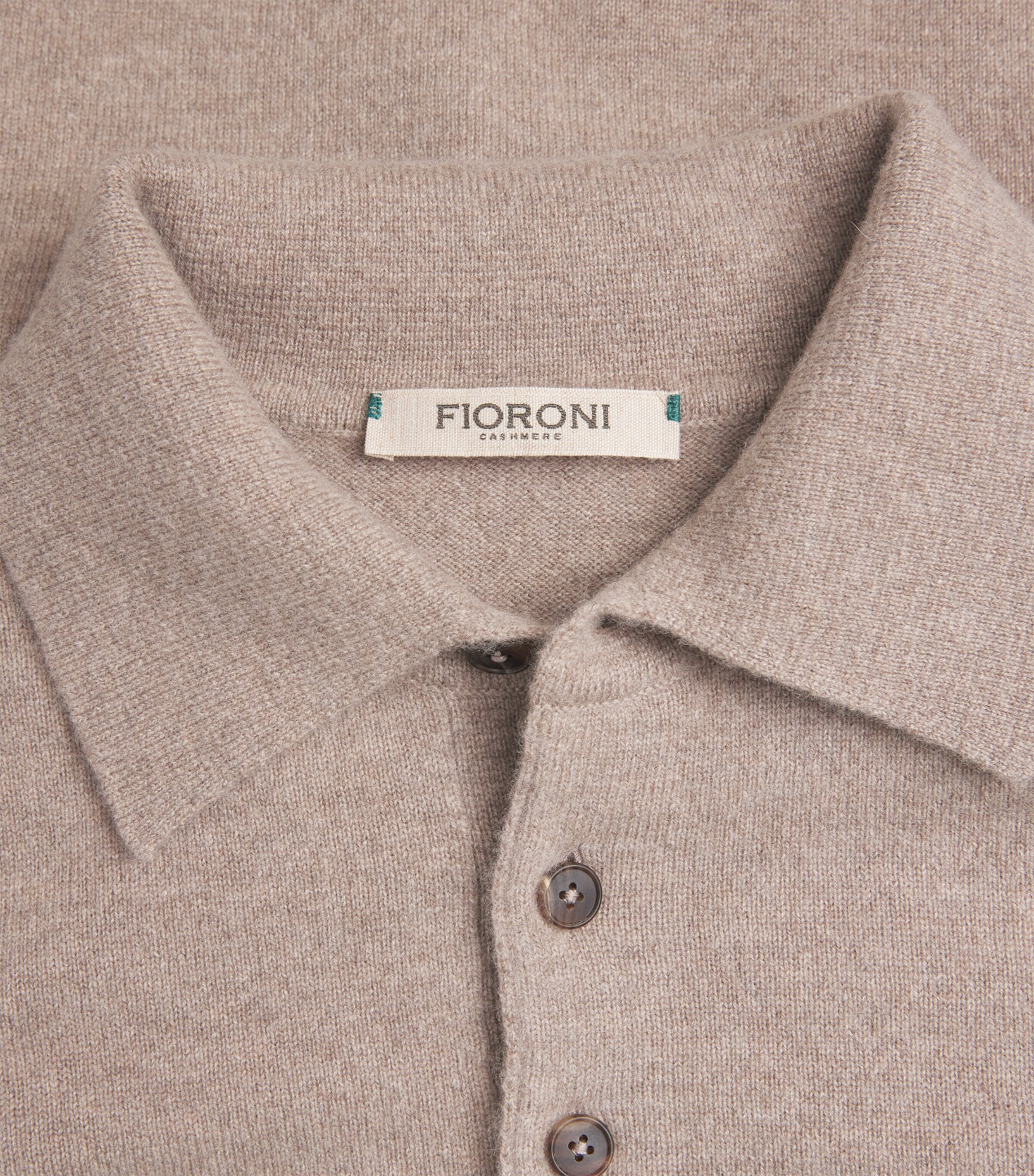 Fioroni Cashmere Mens Cashmere Long-Sleeve Polo Shirt Torto Image 6