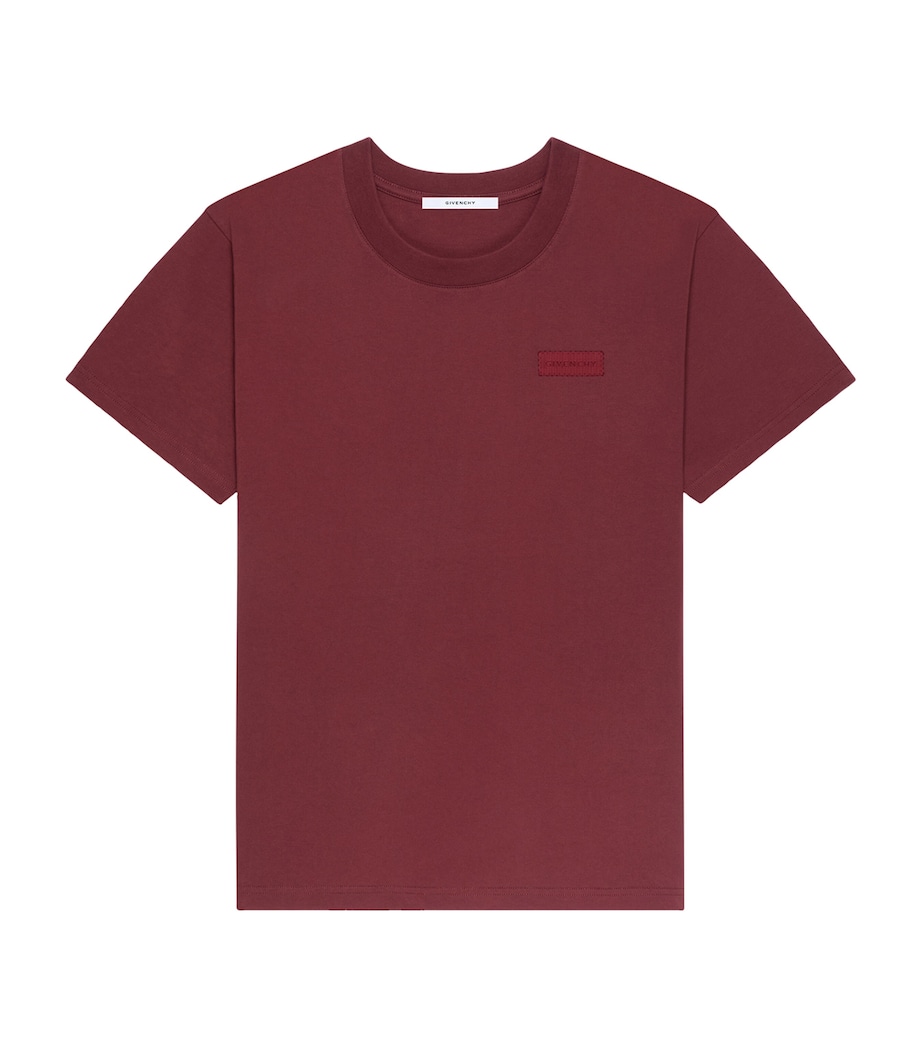 Cotton Embroidered Logo T-Shirt BURGUNDY Image 1