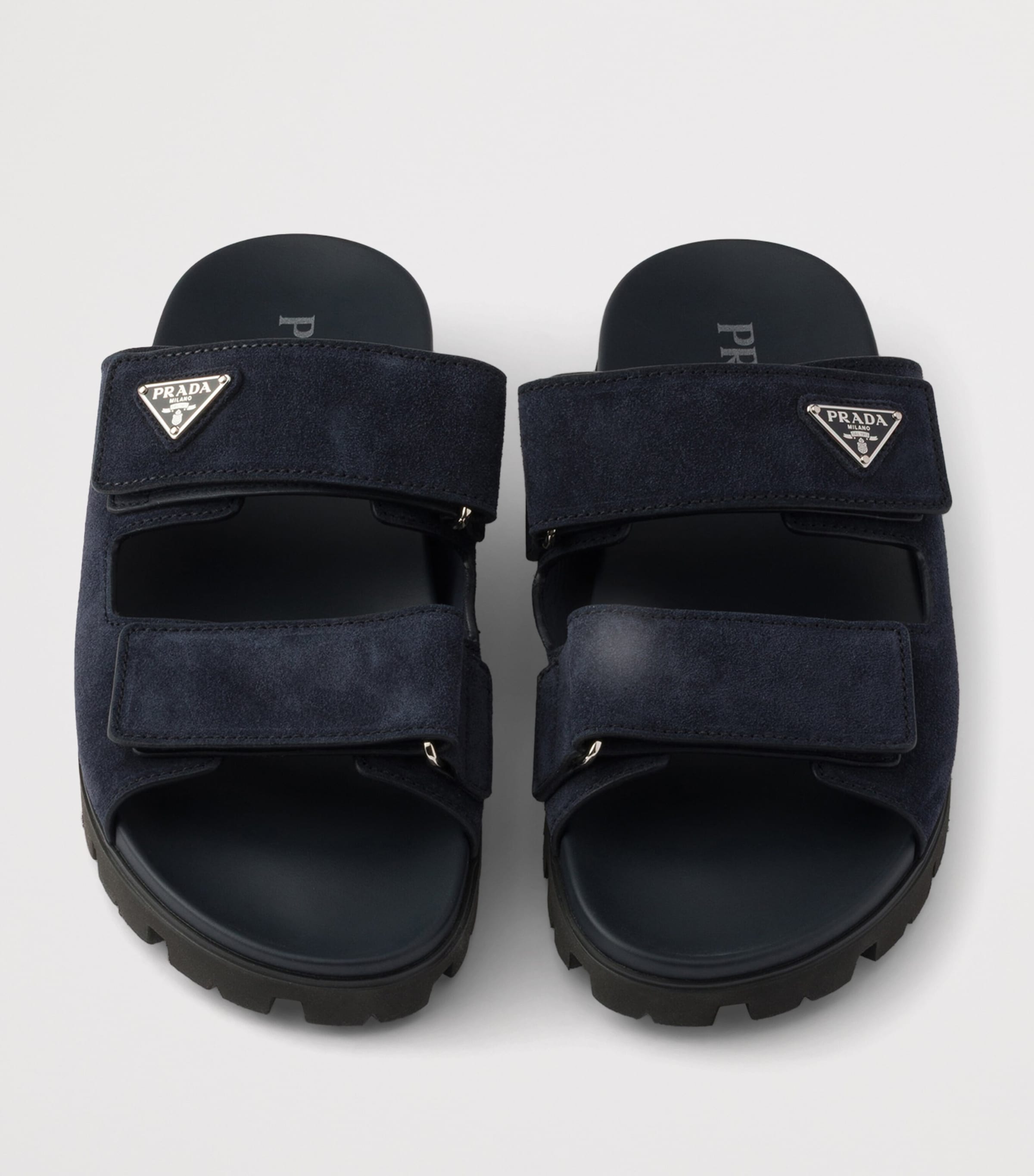 Prada Suede Velcro Sandals Blue Image 3