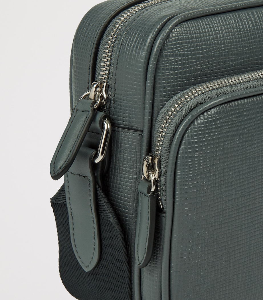 Smythson Leather Panama Cross-Body Bag Slate Green Image 4