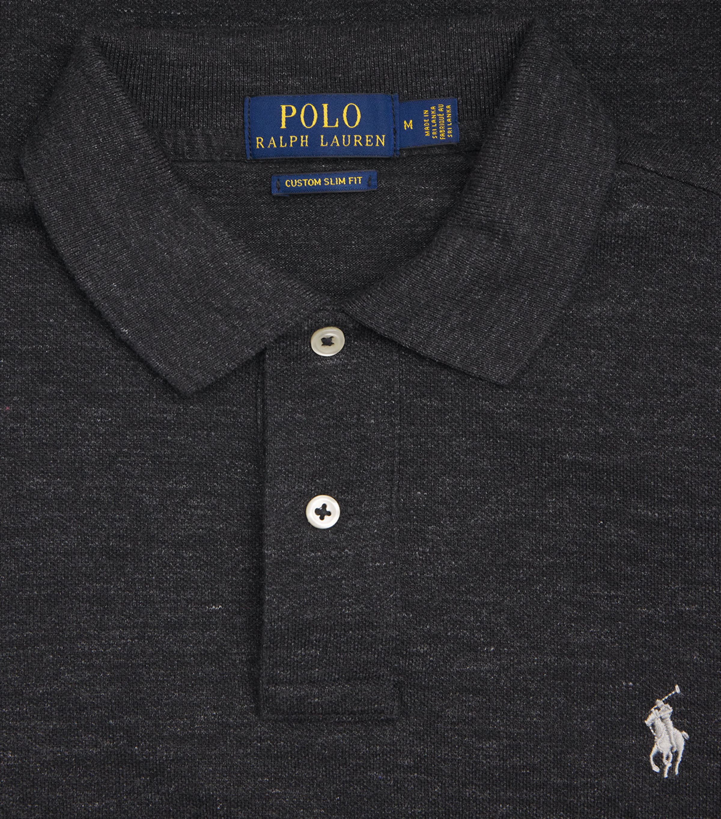 Polo Ralph Lauren Mens Cotton Mesh Custom-Fit Polo Shirt Dk Grey Image 5