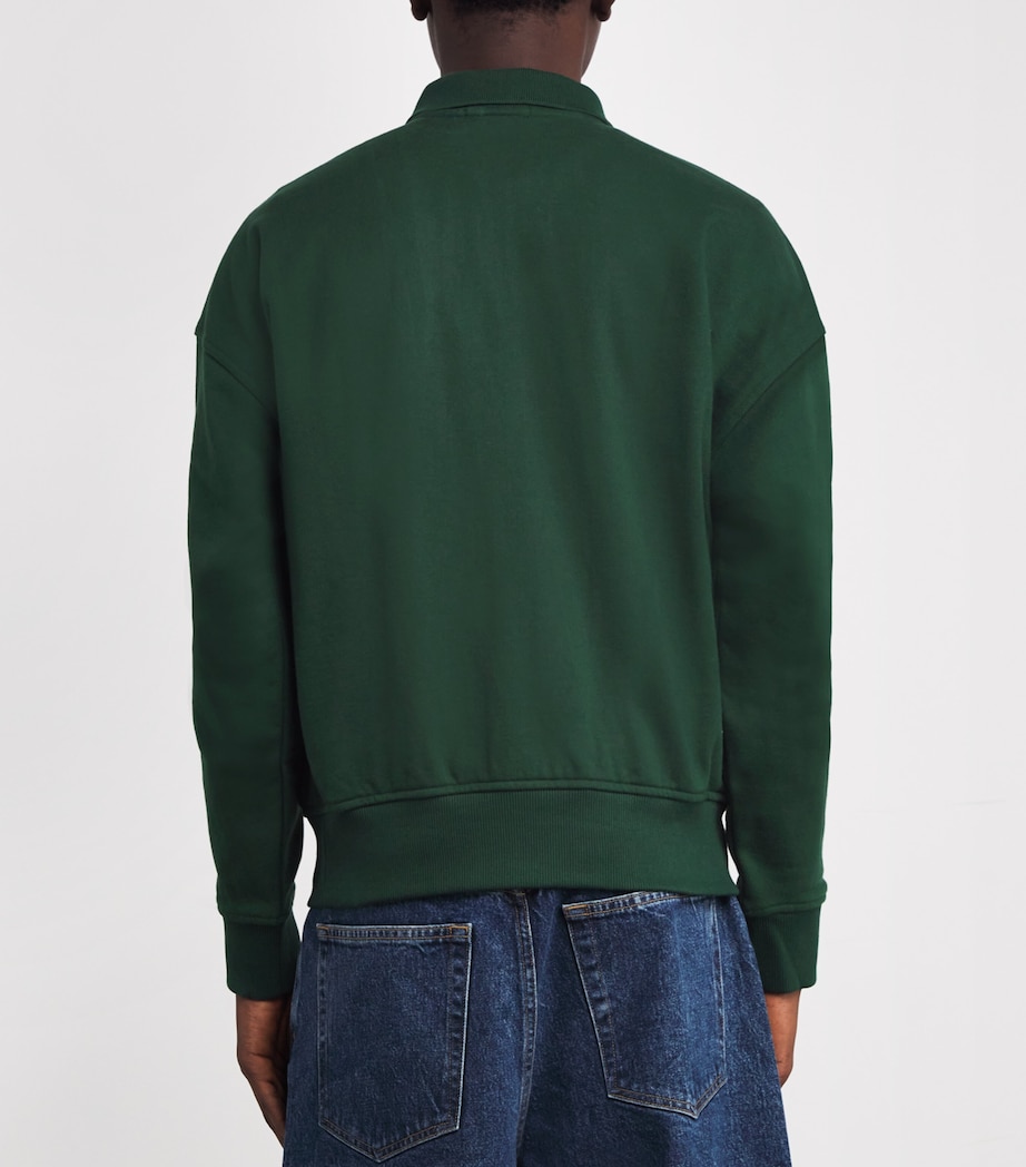 Cotton-Blend Collared Sweatshirt DARK GREEN Image 4