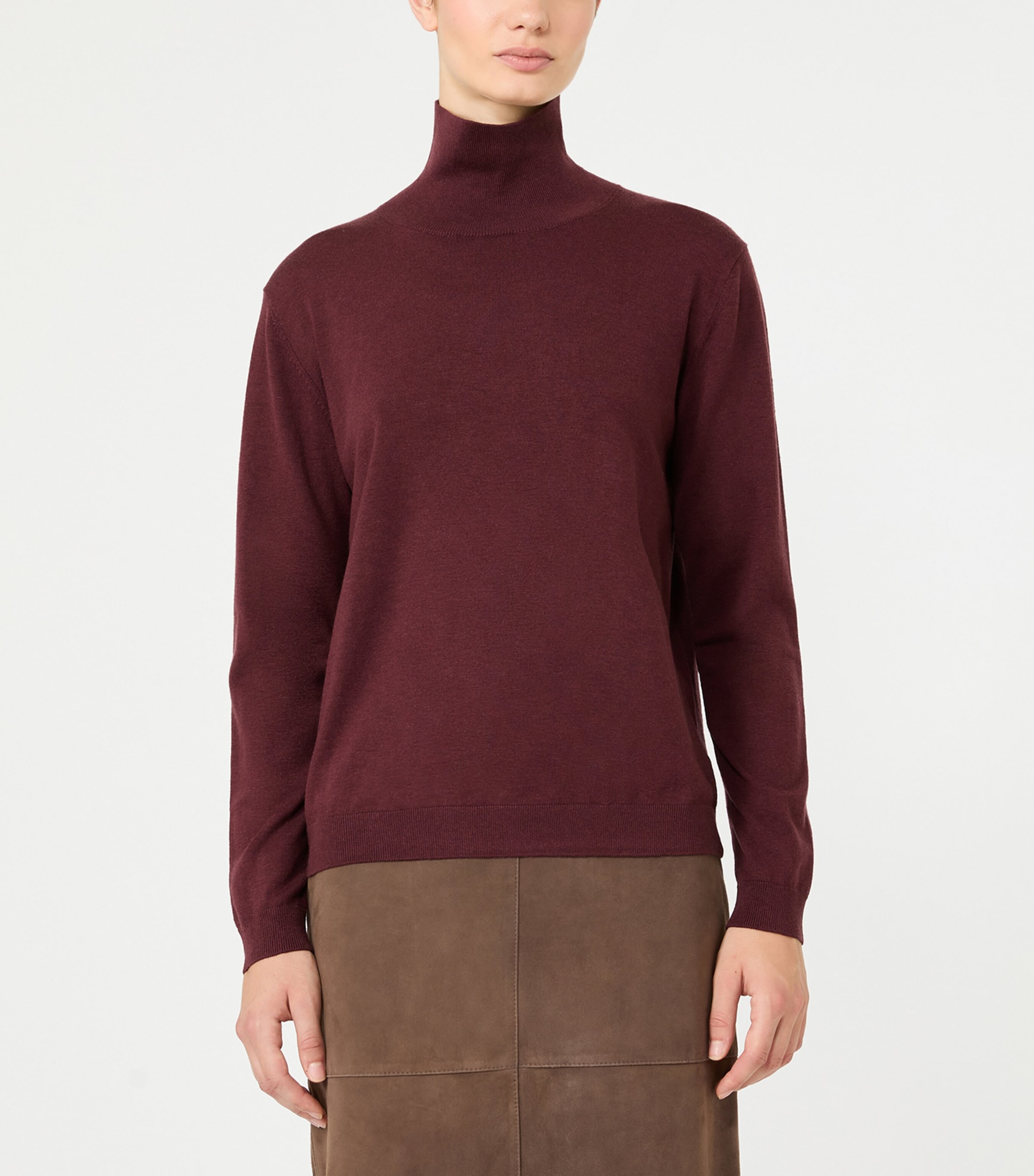Weekend Max Mara Womens Funnel-Neck Sweater Bordeaux Image 2