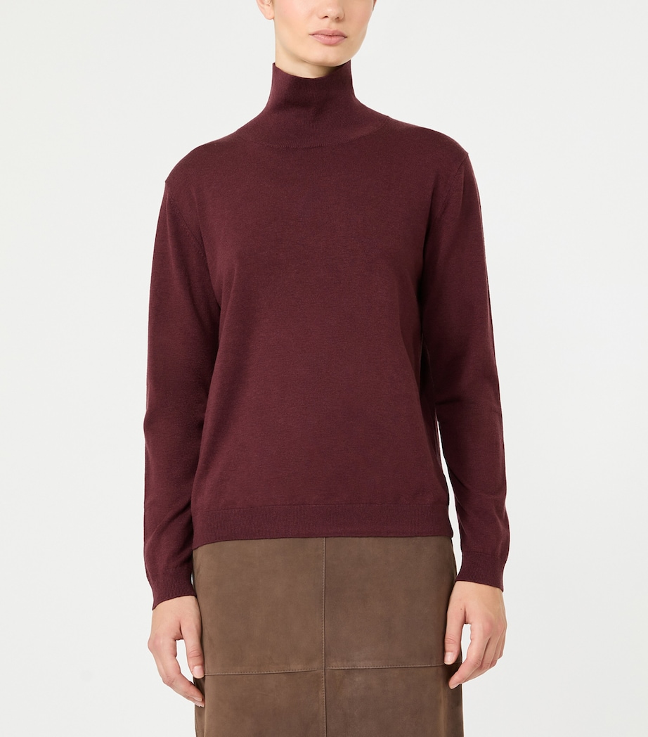 Weekend Max Mara Womens Funnel-Neck Sweater Bordeaux Image 2