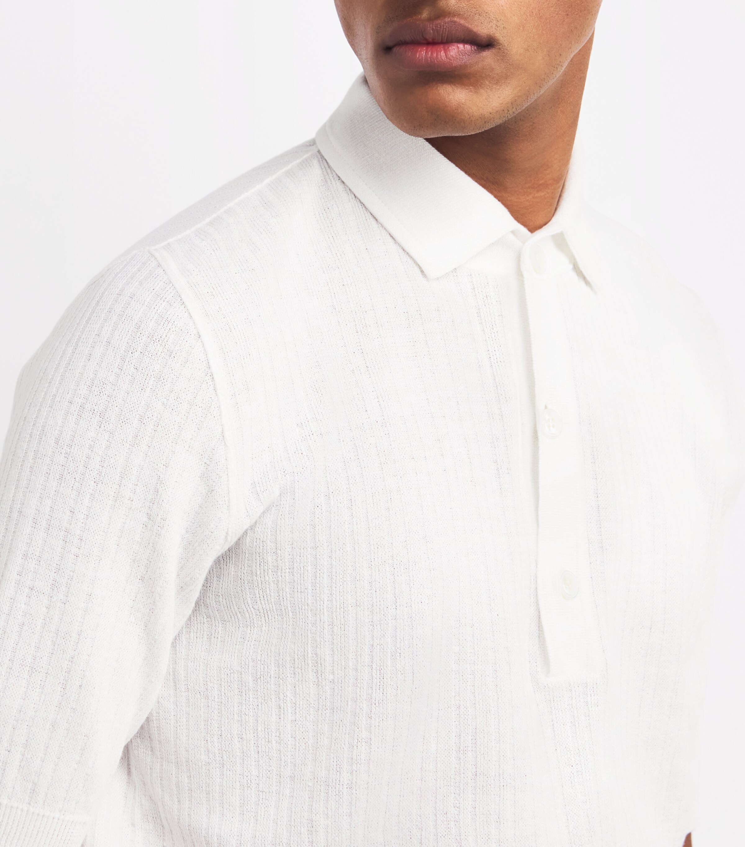 Linen-Cotton Knitted Polo Shirt 100 Image 6