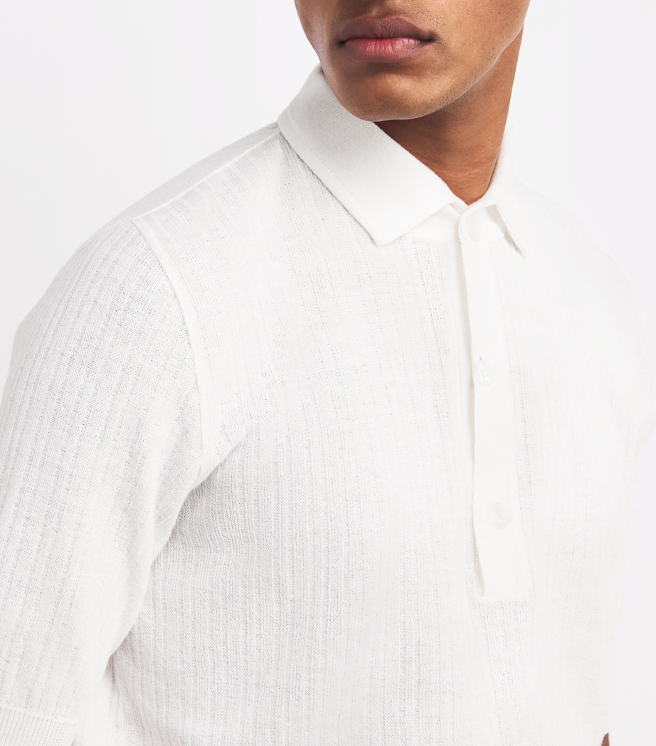 Linen-Cotton Knitted Polo Shirt 100 Image 6