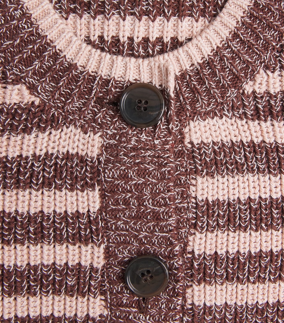 ME+EM Womens Organic Cotton Stripe Cardigan Cinnamon Brown Multi Image 6