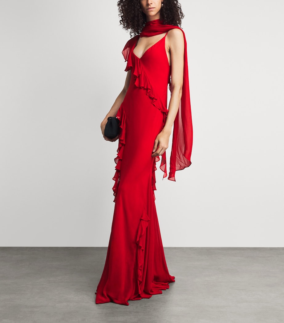 De La Vali Womens Chiffon Mayara Maxi Dress Ruby Red Image 2