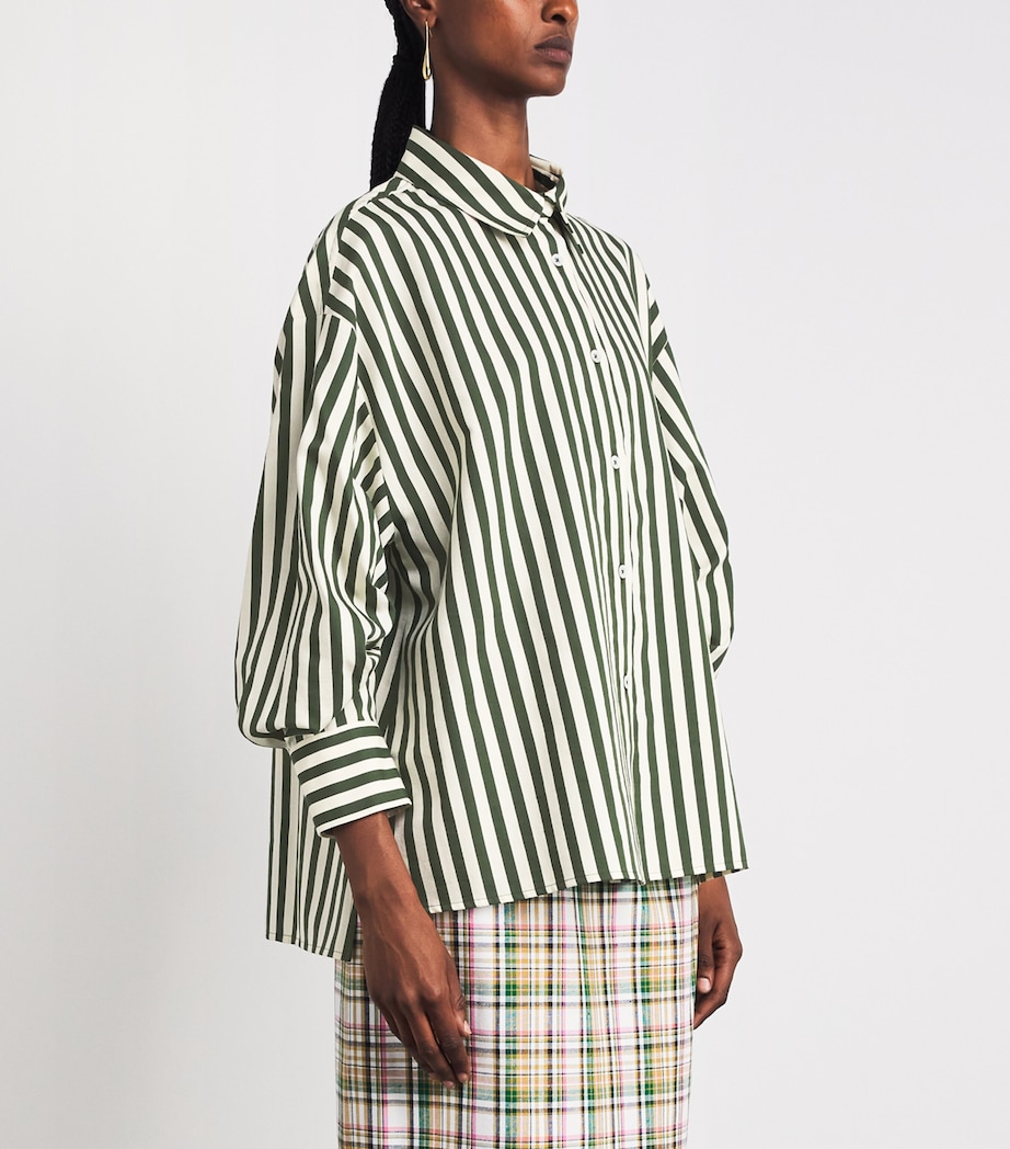 Carolina Herrera Womens Stripe Clara Shirt Ivry Rcng Green Image 4