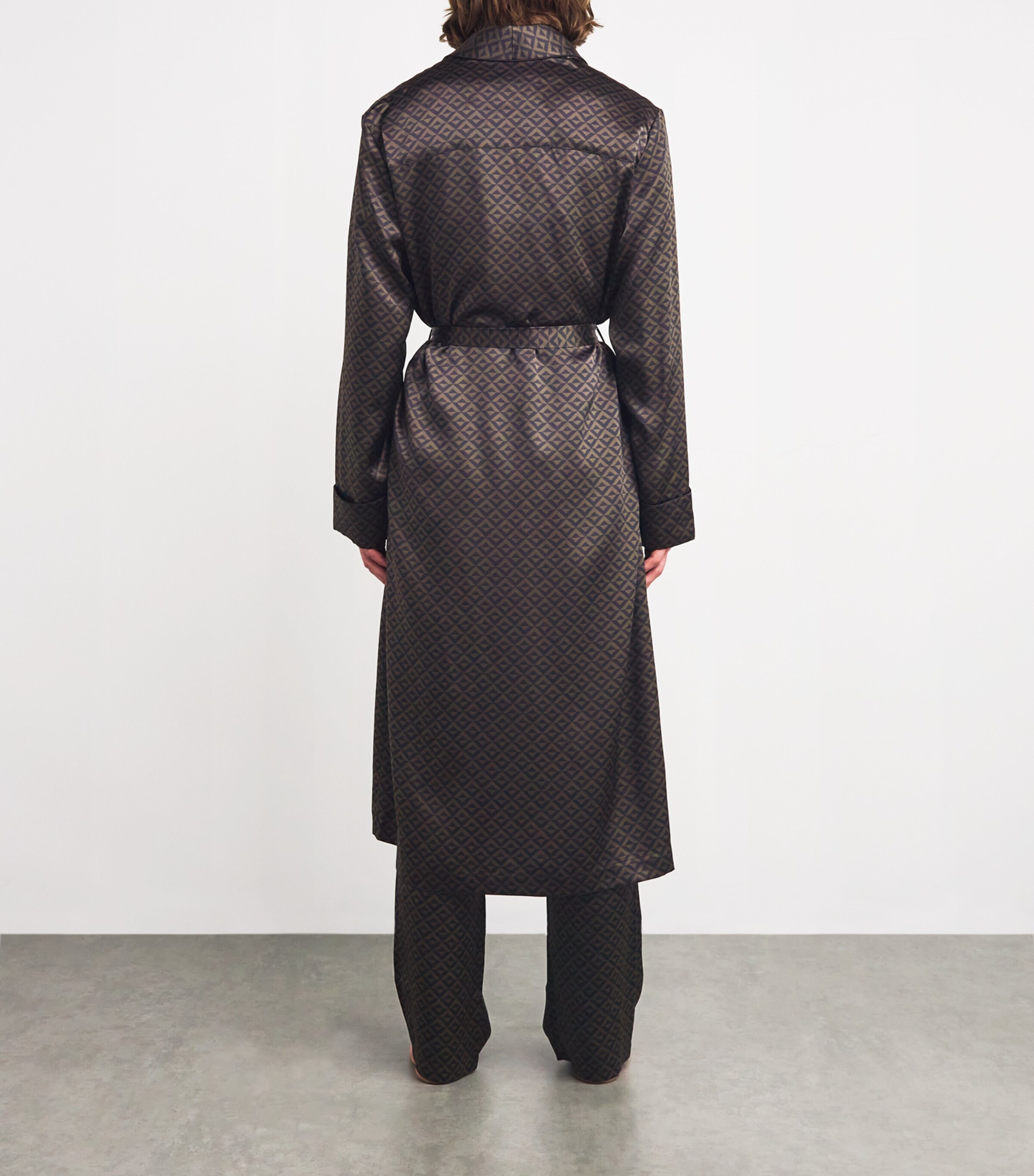 Silk Geometric Print Robe BLACK Image 3