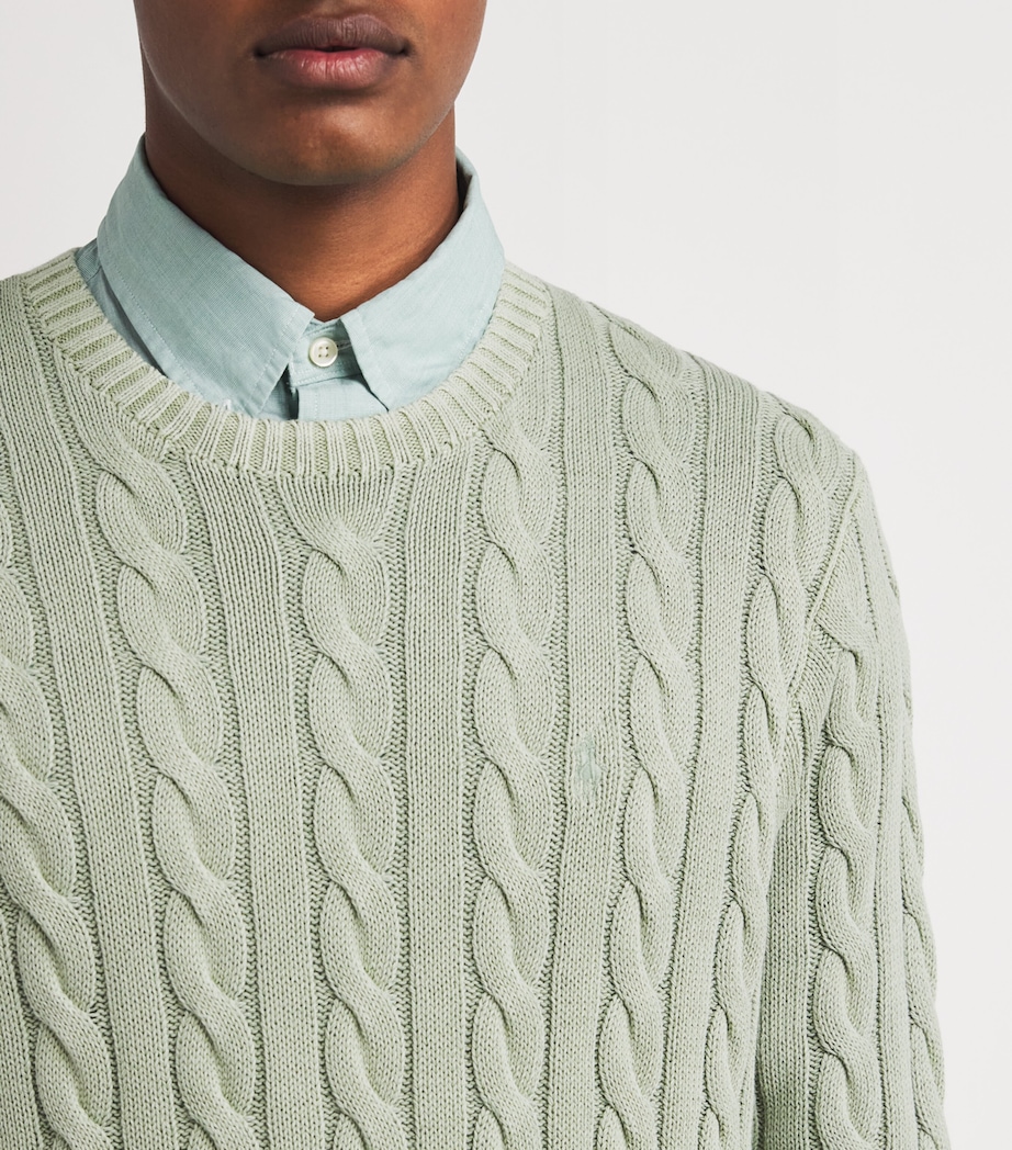 Cotton Cable-Knit Sweater GREEN Image 6