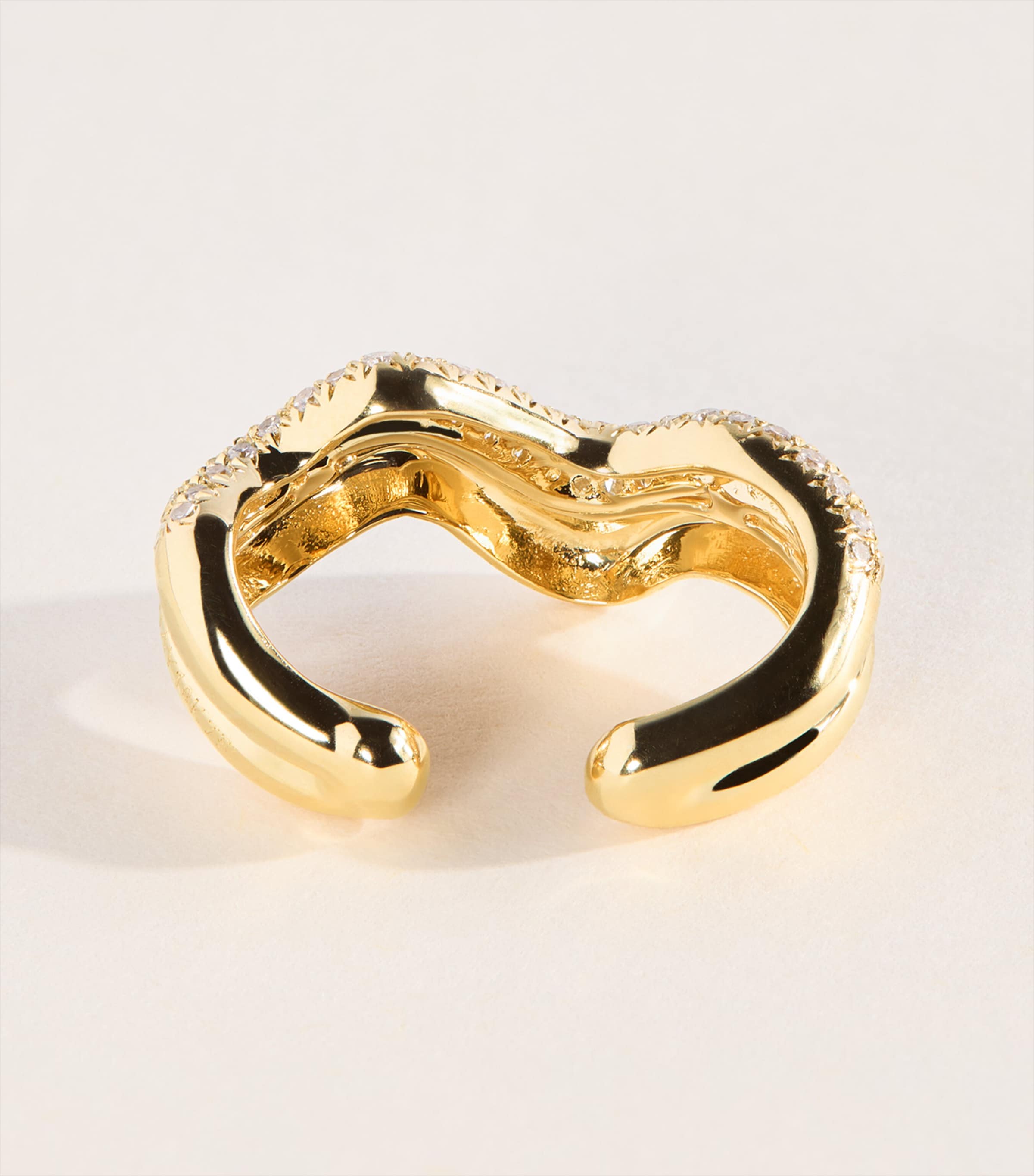 SHAY Yellow Gold and Diamond Wave Ear Cuff Yellow Gold Image 3