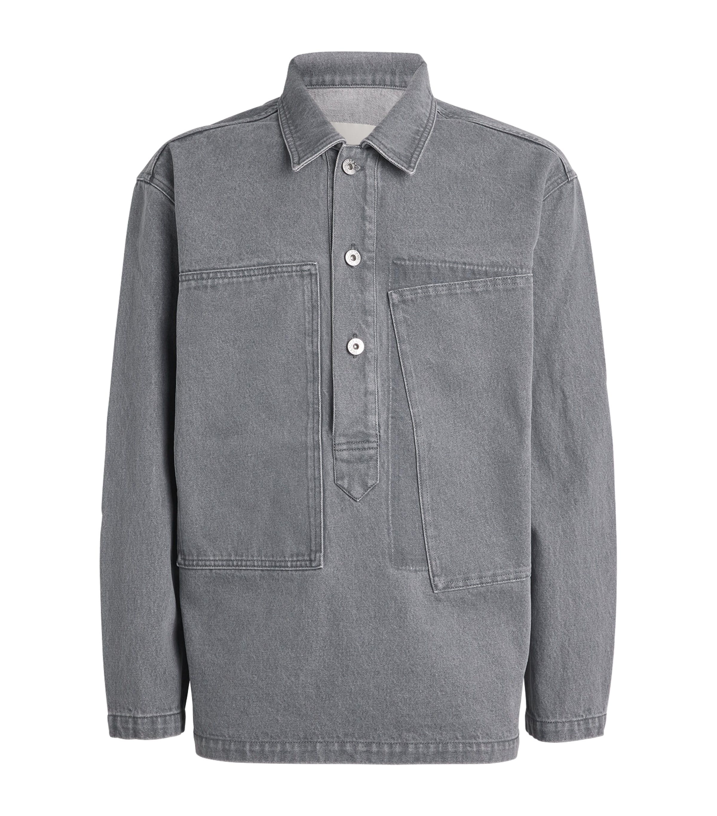 Jw Anderson Patch Pocket Rugby Shirt In Gray