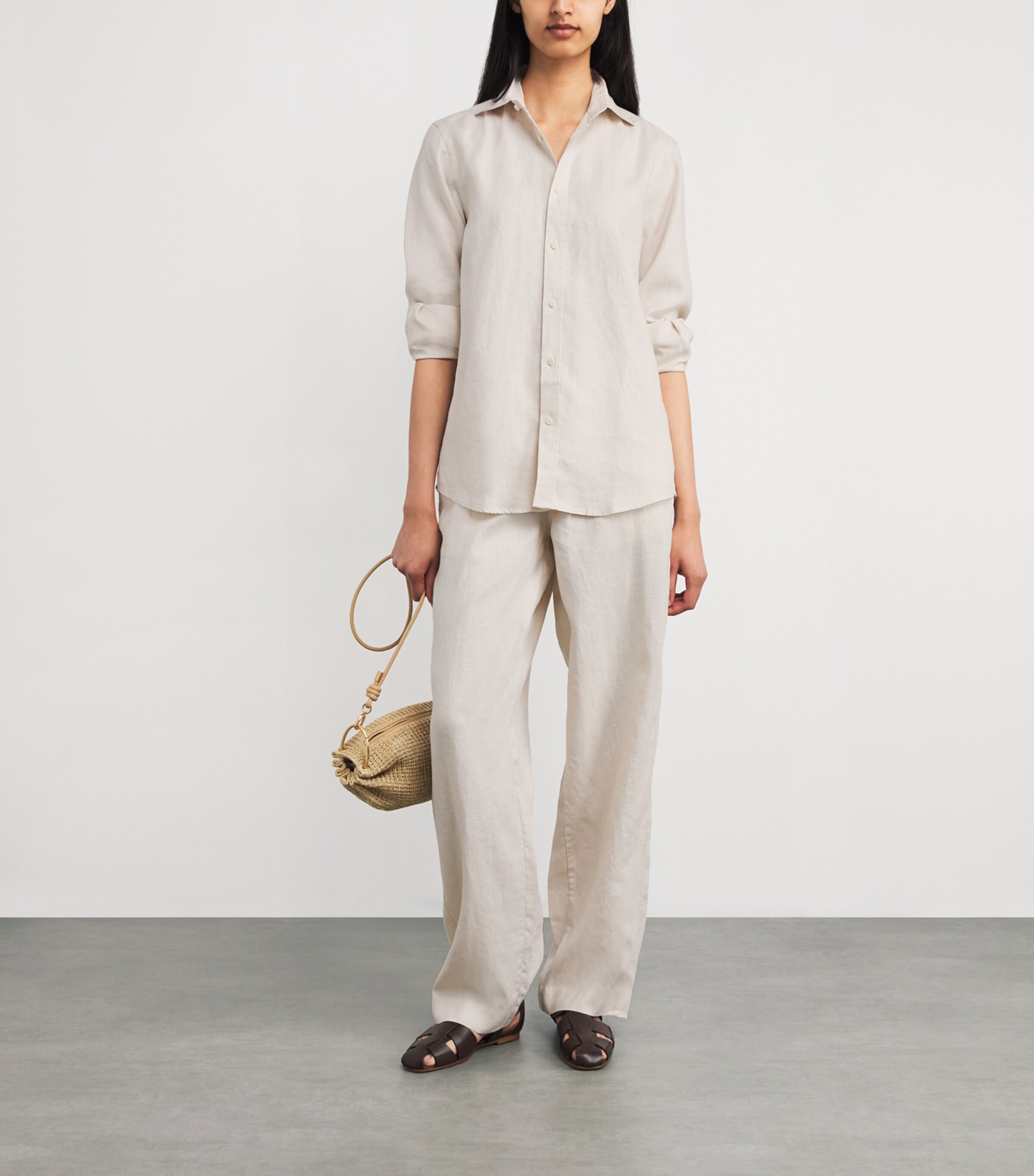 With Nothing Underneath Womens Hemp The Palazzo Trousers Parchment Image 2
