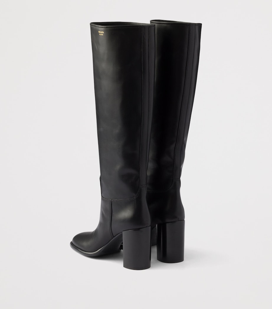 Prada Leather Knee-High Boots 85 Black Image 4