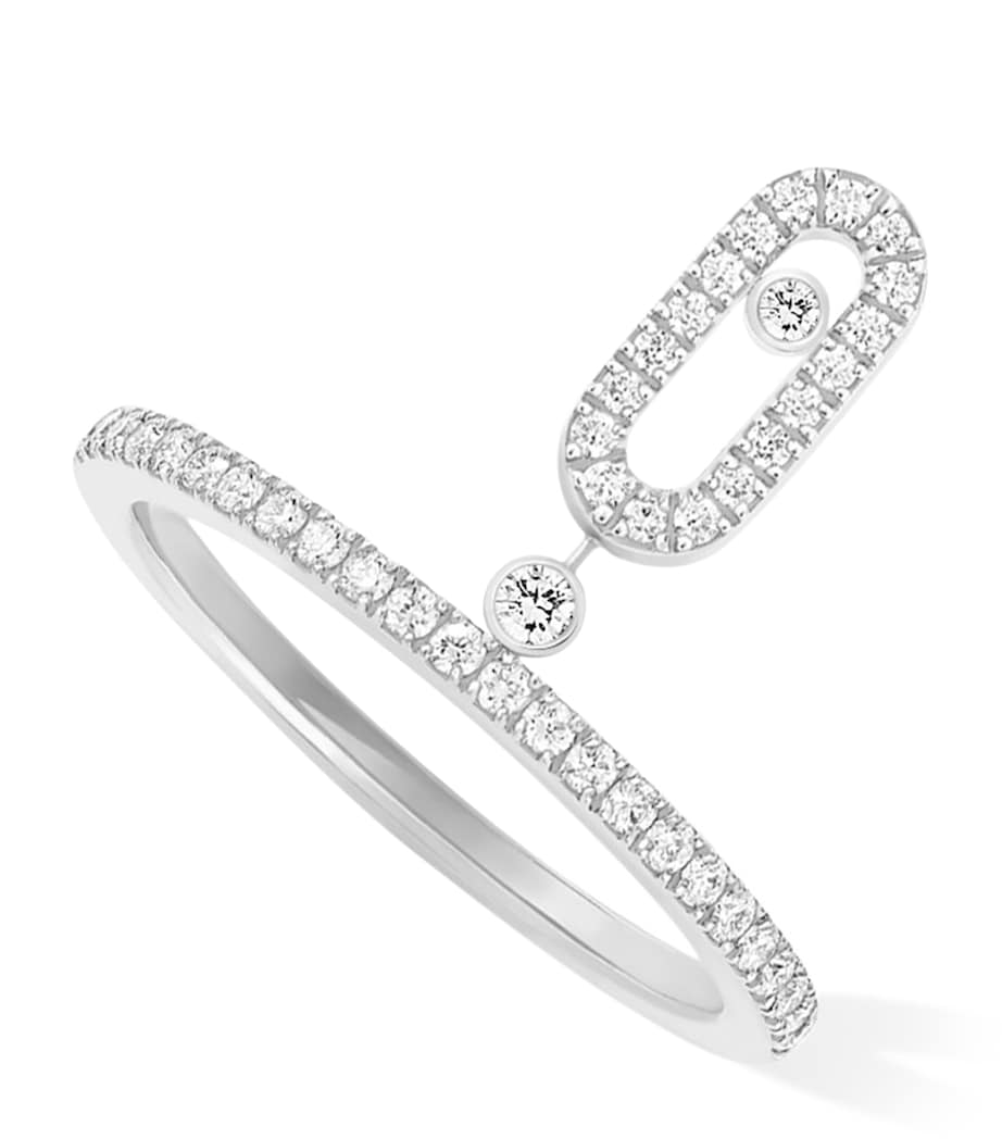 Messika Move Uno White Gold and White Diamond Pavé Drop Pendant Ring White Gold Image 1