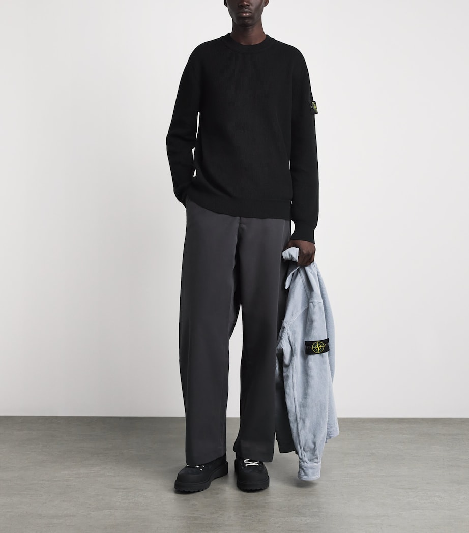 Stone Island Mens Cotton Rib-Knit Compass Sweater Image 2