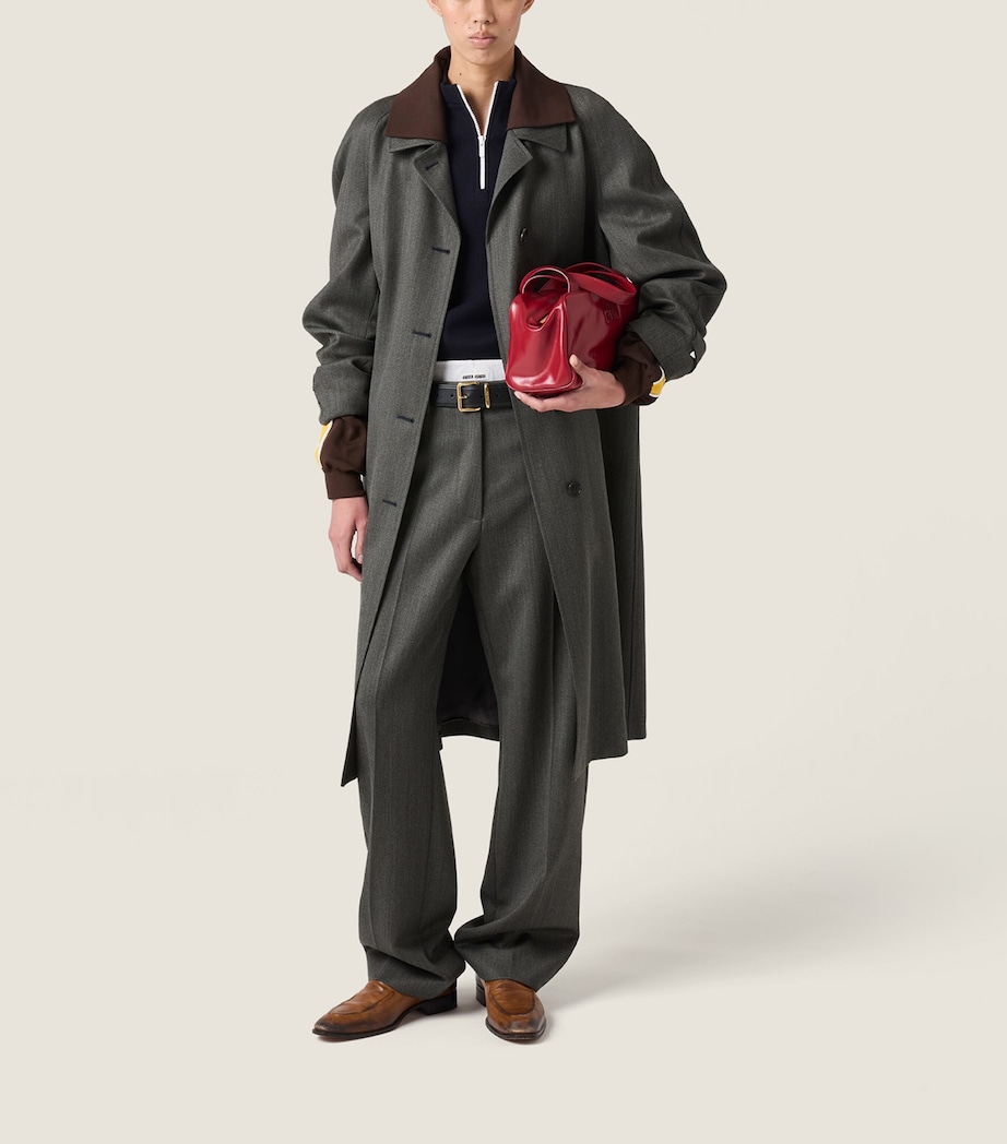 Miu Miu Womens Wool Straight Trousers Grey Image 2