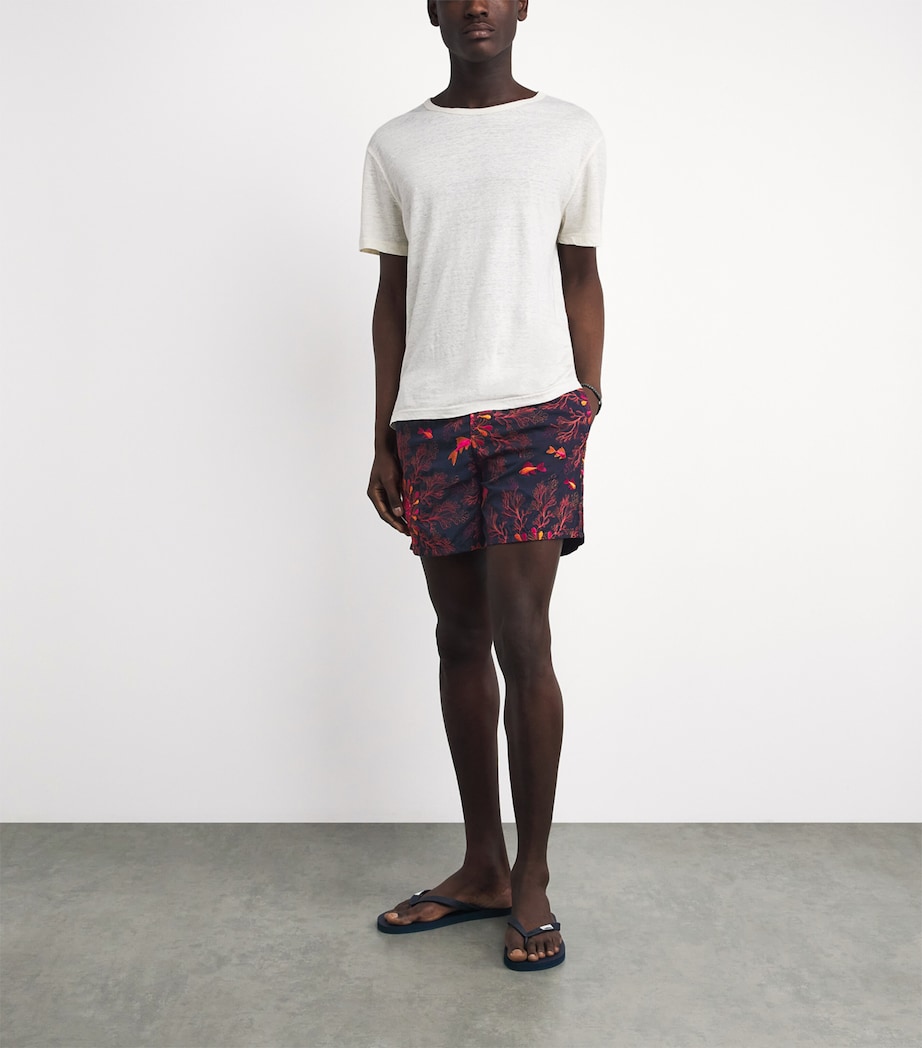 Vilebrequin Mens Embroidered Coral Swim Shorts Bleu Marine Image 4