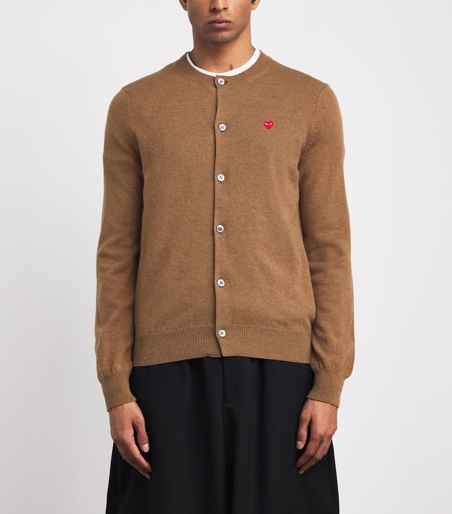 Wool Mini Heart Cardigan 3- BROWN Image 3