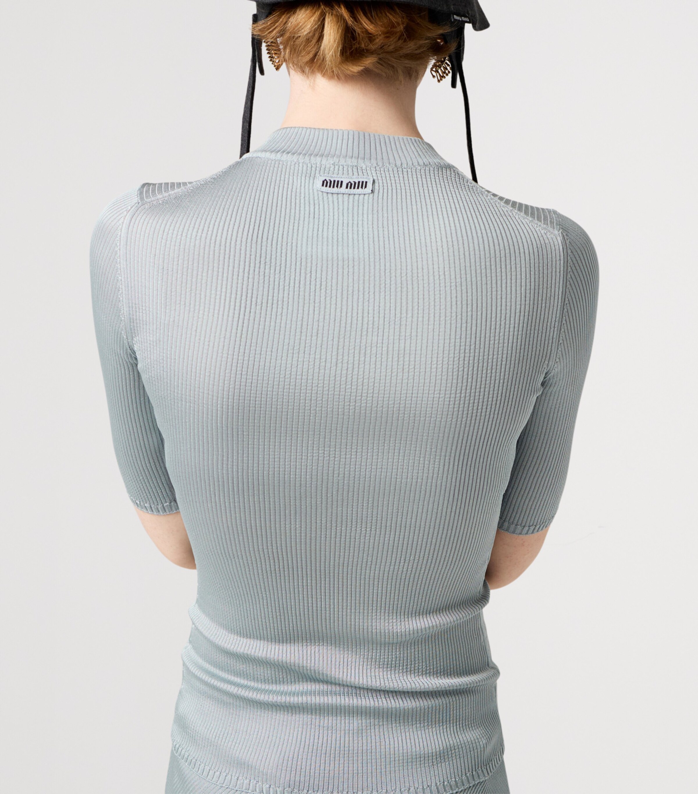 Silk Rib-Knit Dress F0M10 Image 3