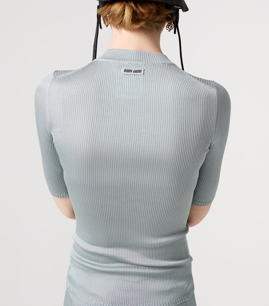 Silk Rib-Knit Dress F0M10 Image 3