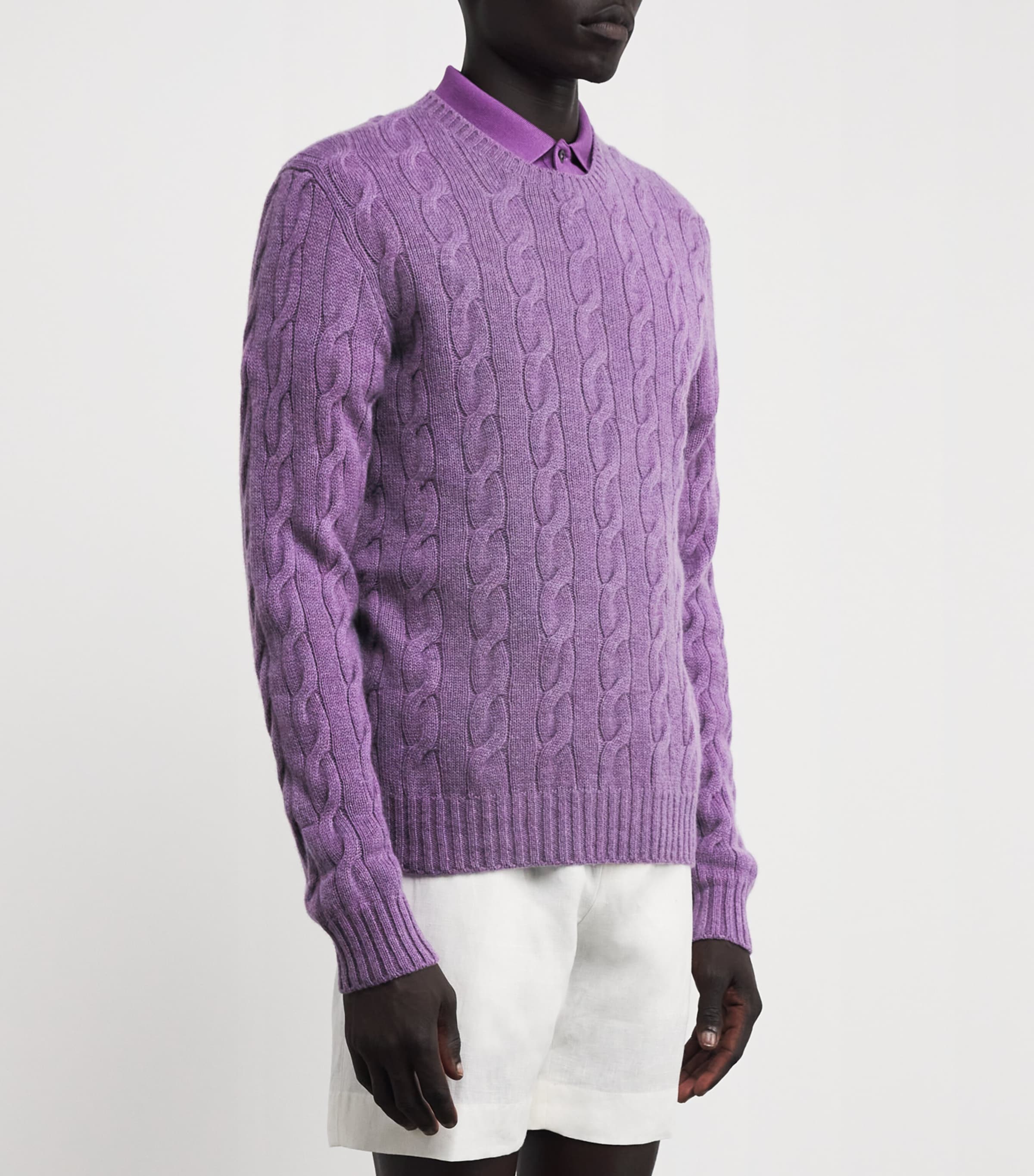 Ralph Lauren Purple Label Purple Cashmere Cable-Knit Sweater