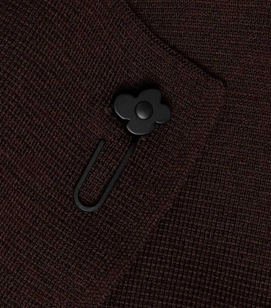 Lardini Mens Virgin Wool Double-Breasted Cardigan Brown Image 6