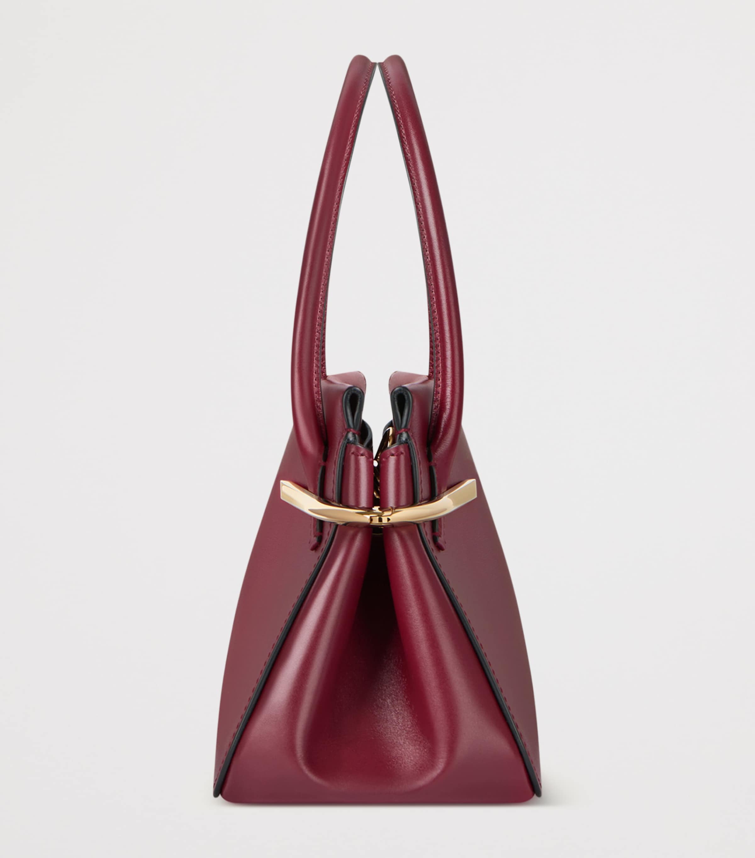 Medium Leather Pinch Top-Handle Bag BURGUNDY Image 3