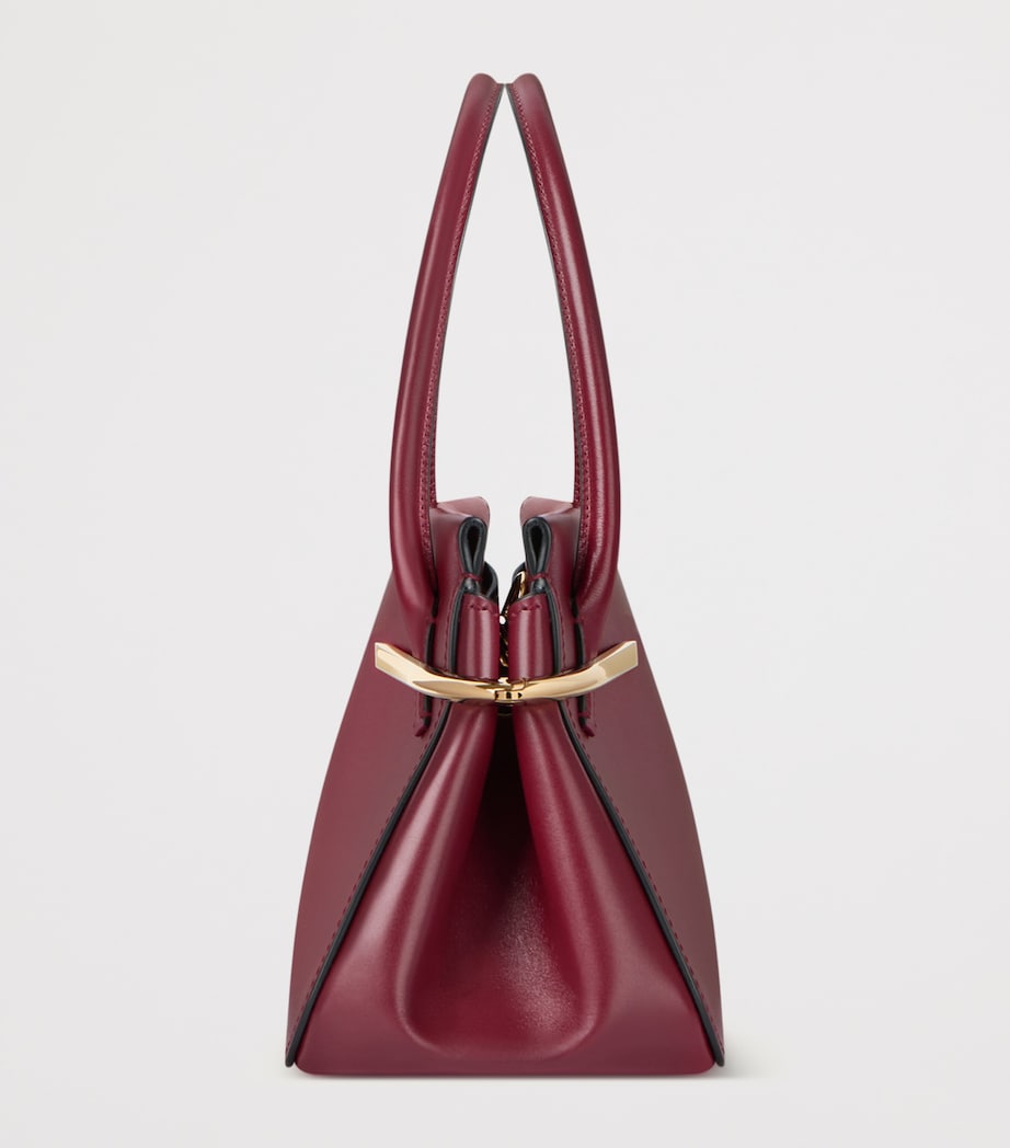 Medium Leather Pinch Top-Handle Bag BURGUNDY Image 3