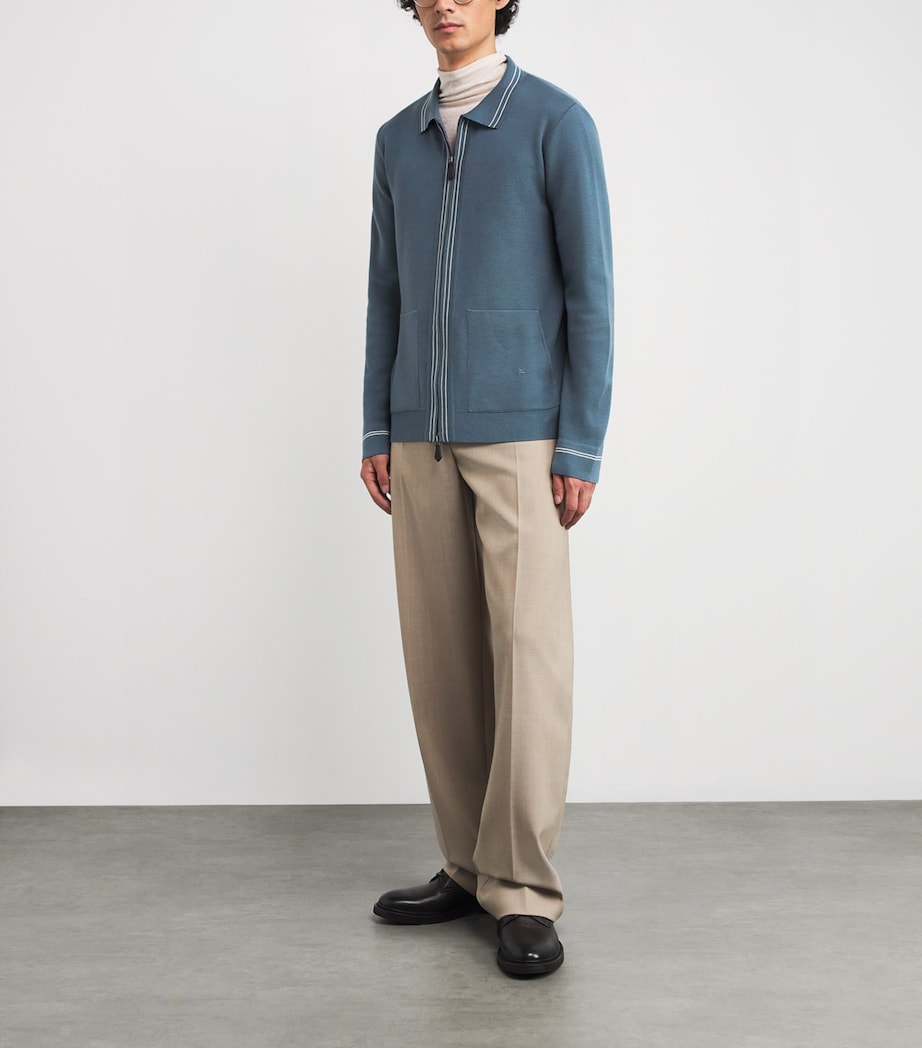 Silk-Wool-Cashmere Zip-Up Cardigan 740 Image 2