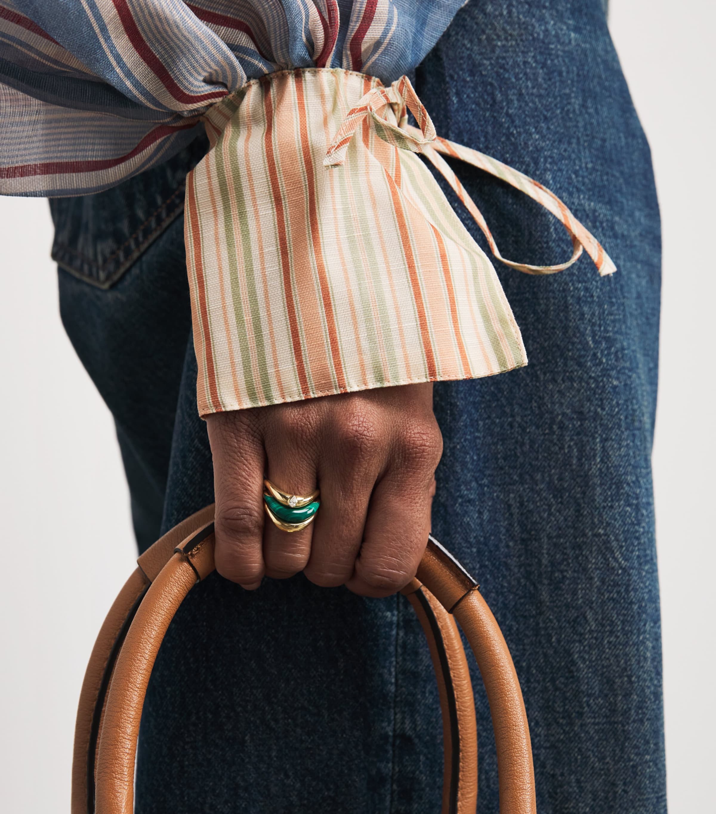 Yellow Gold and Malachite Boa Stackable Ring YELLOW GOLD Image 2