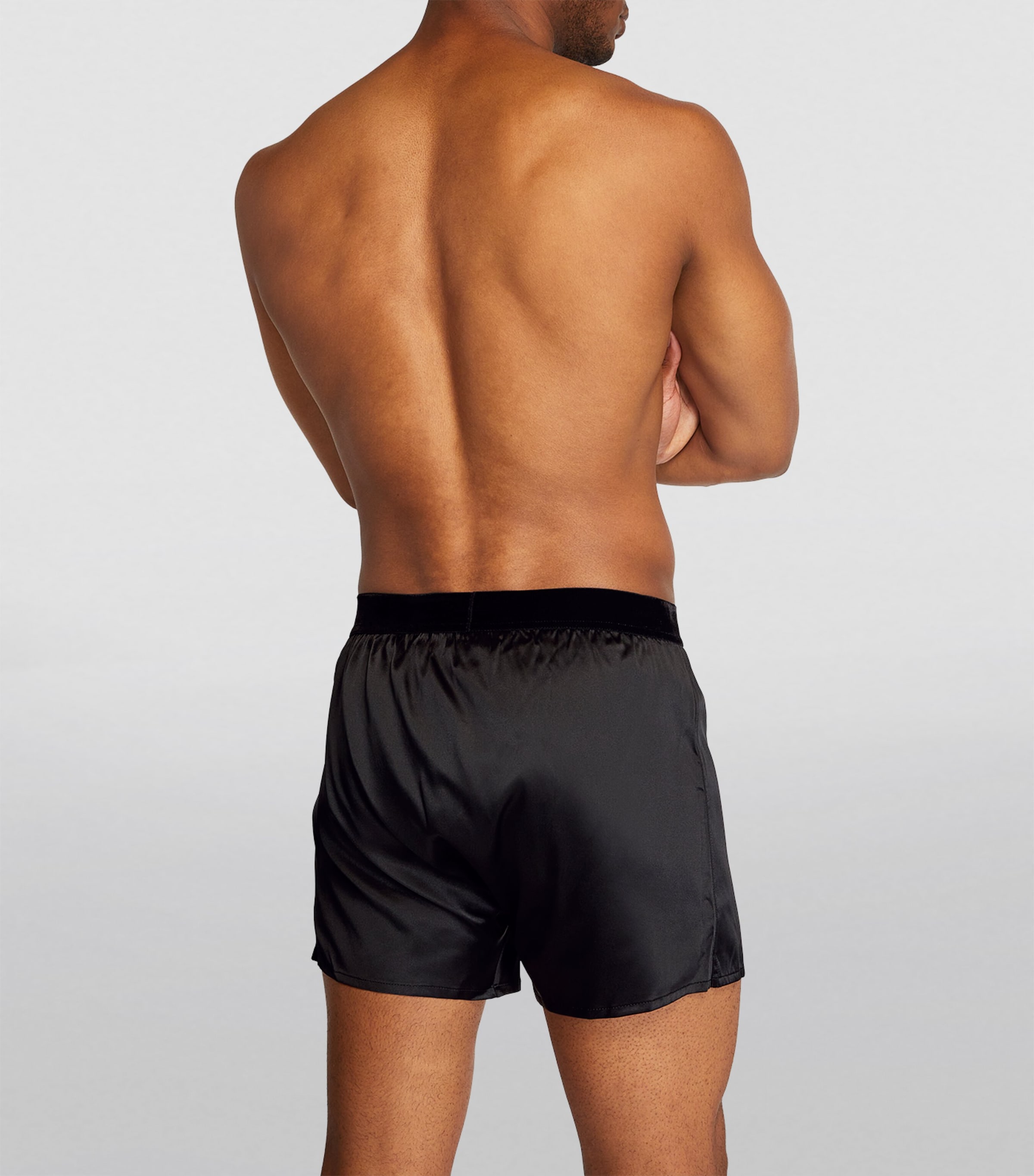 Stretch-Silk Boxer Shorts 002 BLACK Image 3