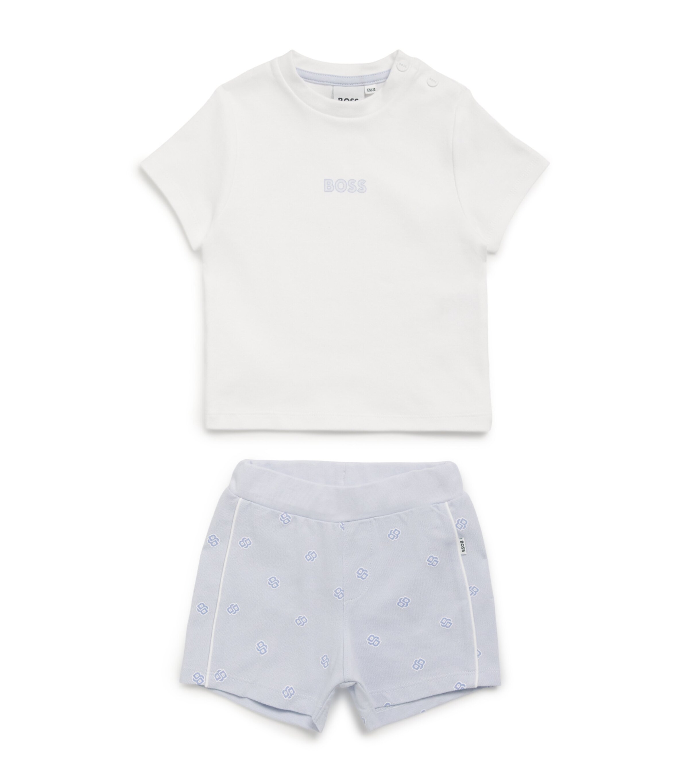 BOSS Kidswear Logo T-Shirt and Shorts Set (1-18 Months) White Image 1