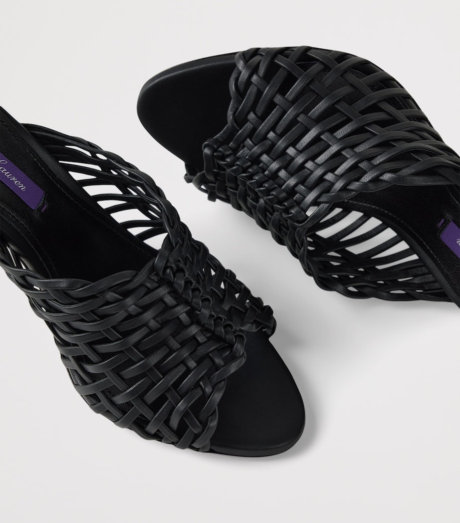 Ralph Lauren Collection Lamb Leather Heeled Mules Black Image 4