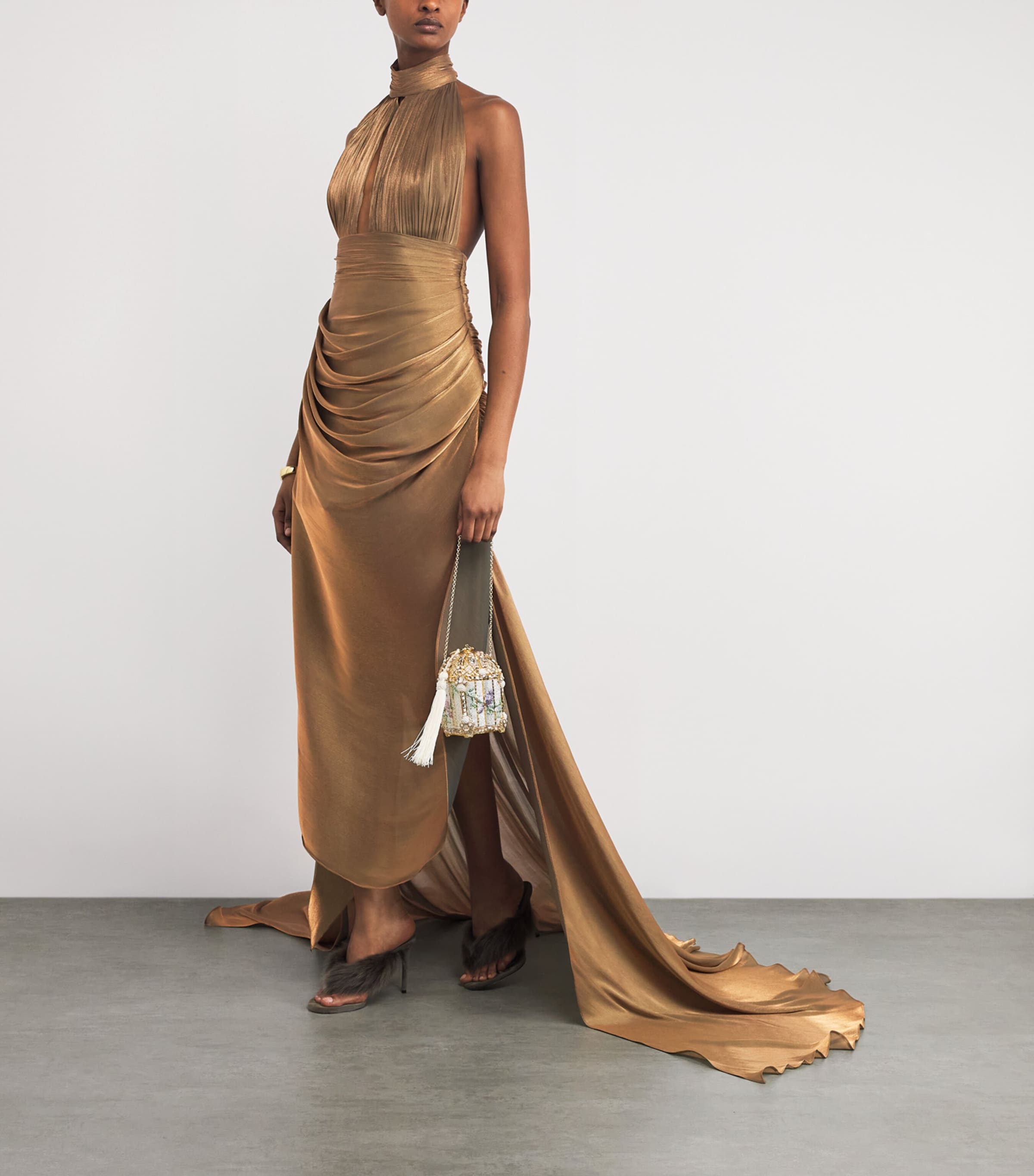 Draped Dans Le Blanc Gown BRONZE Image 2