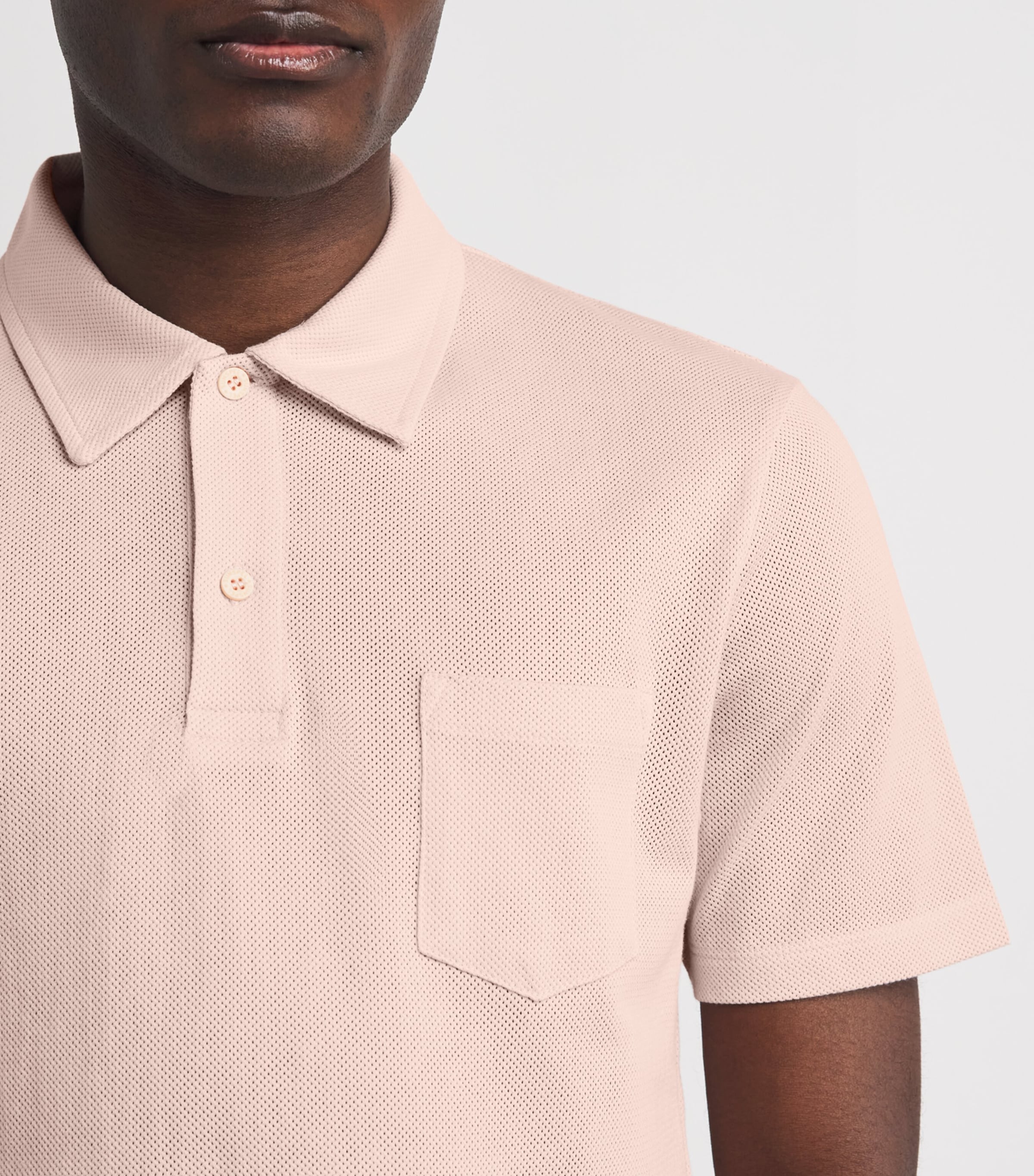 Sunspel Mens Supima Cotton Riviera Polo Pkbl Pastel Pink Image 6