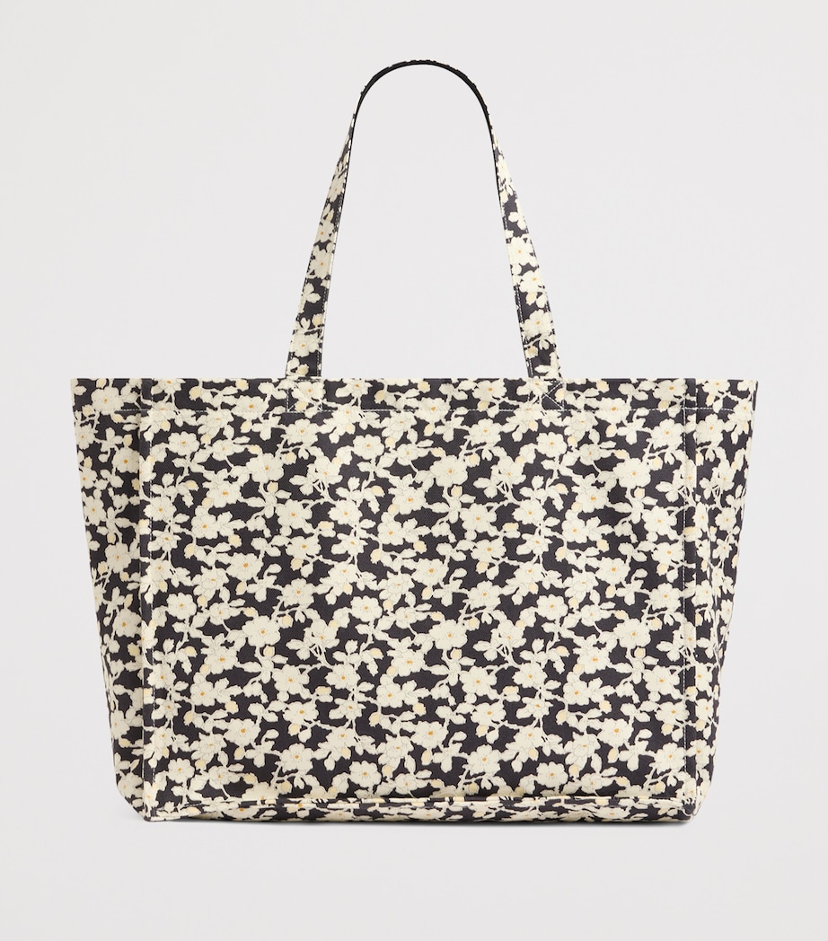 Cotton Floral Print Tote Bag FL NOIR Image 2