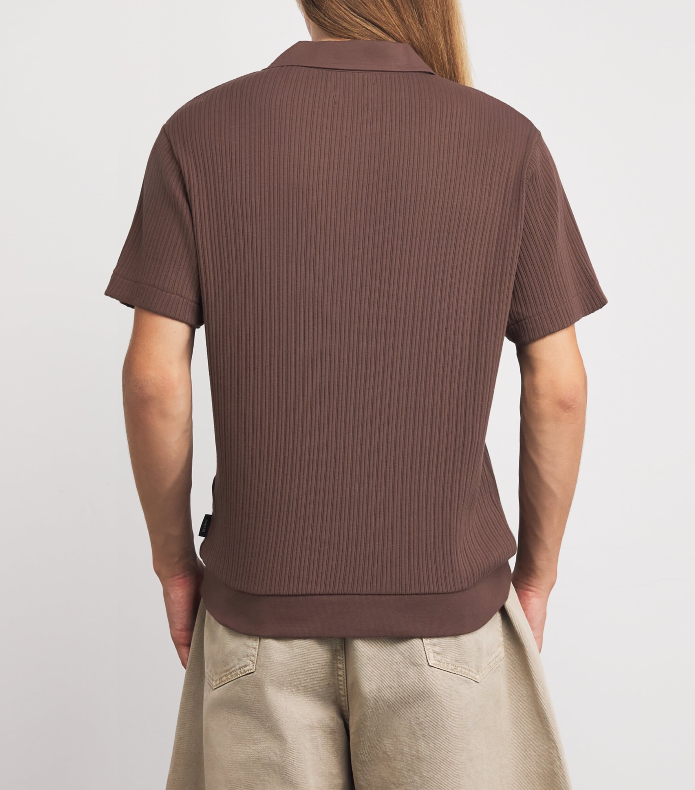 Oliver Spencer Mens Organic Cotton Polo Shirt Brown Image 4